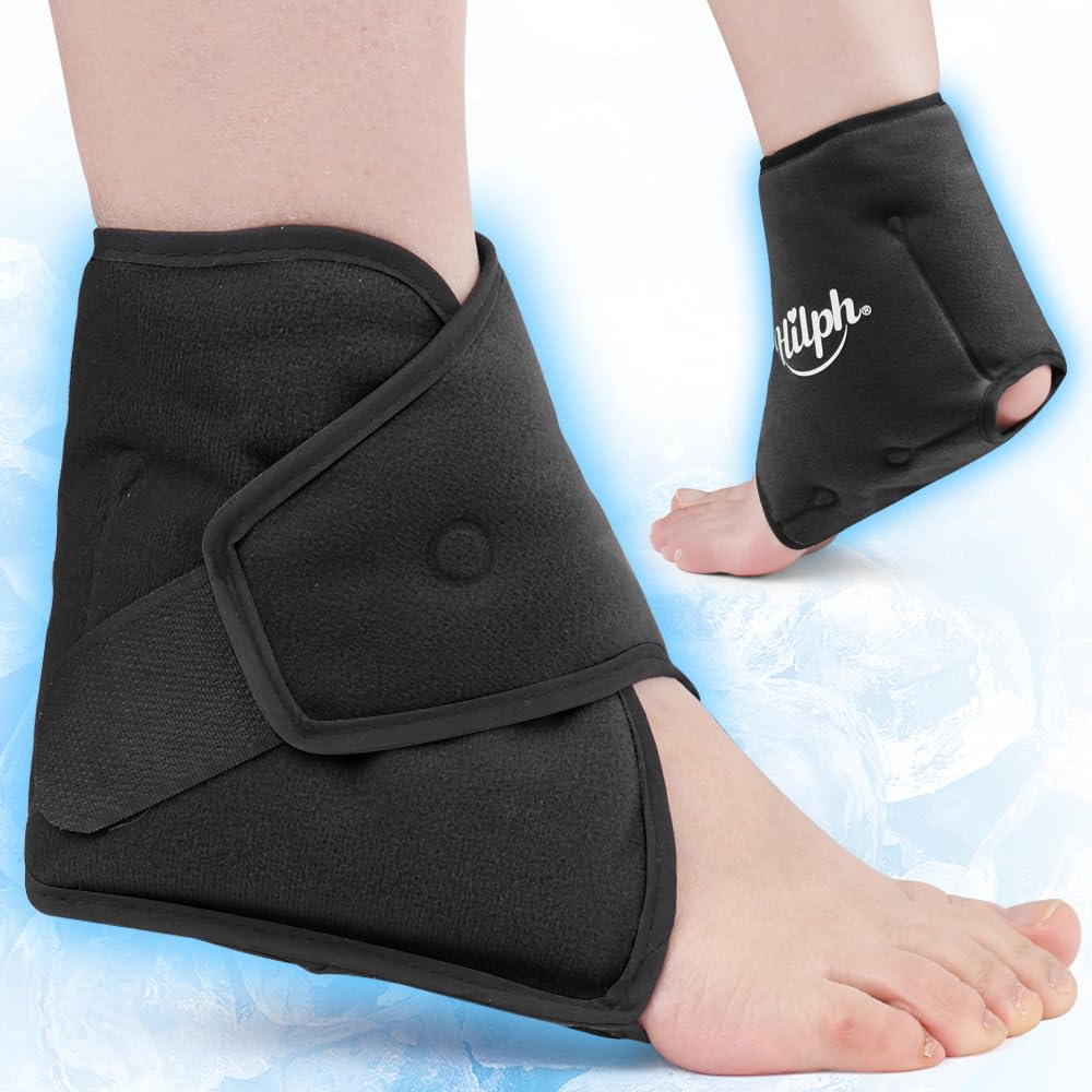 Hilph Ankle Cold Pack for Achilles Tendonitis, Reusable Ankle Ice Pack Wrap for Sprained Ankle Injuries, Hot Cold Therapy Ankle Ice Wrap for Plantar Fasciitis, Swelling, Sore Feet, Foot & Heel