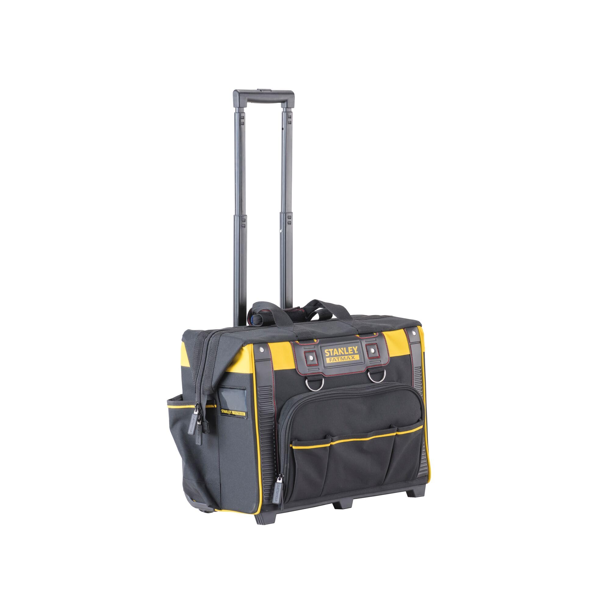 STANLEY FATMAX Open Mouth Rolling Rigid Tool Bag Trolley, Multi-Pockets Storage Organiser, FMST1-80148, Black