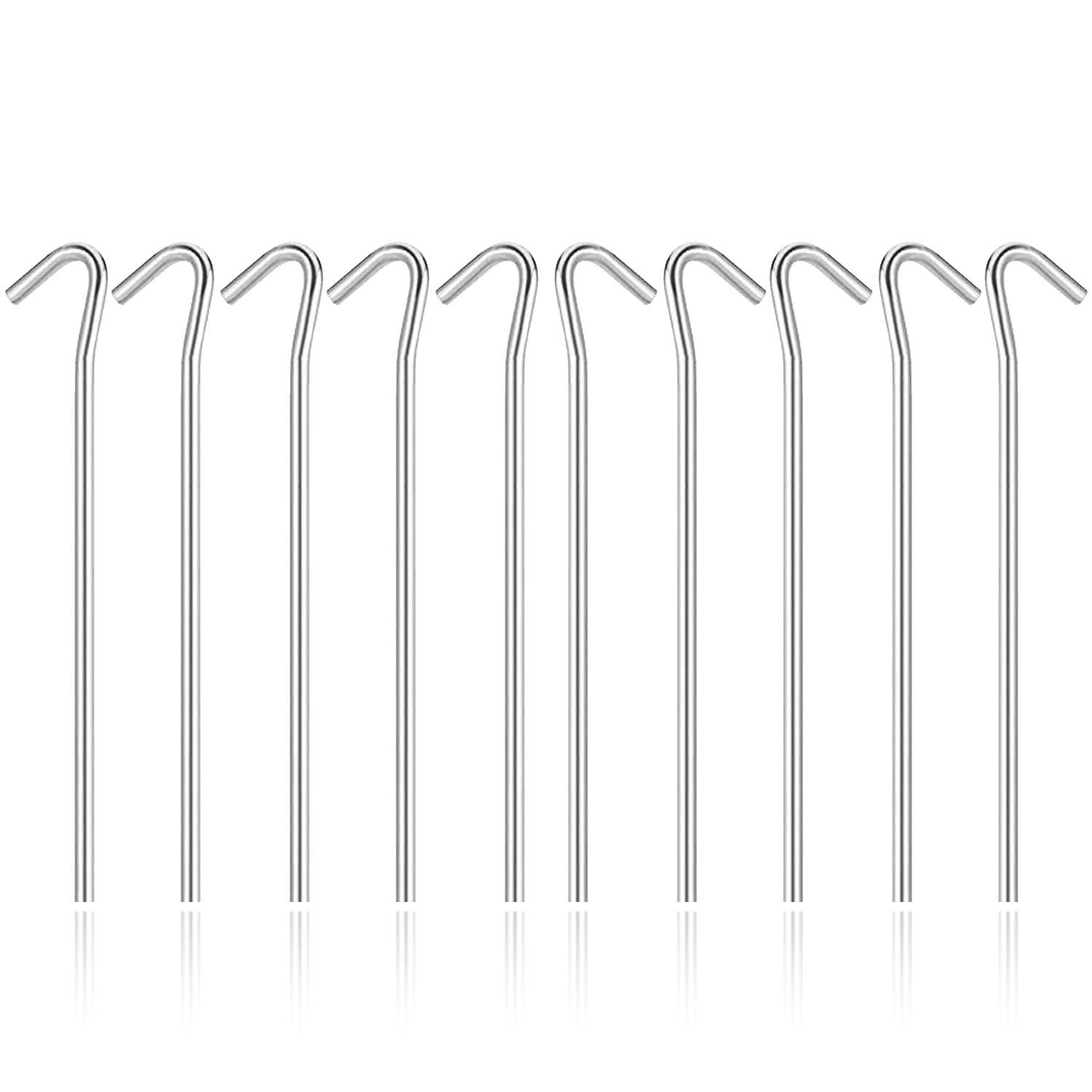 LGS Heavy Duty Metal Ground Pegs | 23CM x 3CM / 9.1" x 1.2" Tent Peg | Pack of 10 | Garden Pegs for Netting Securing Weed Fabric, Ground Sheets Galvanised Peg