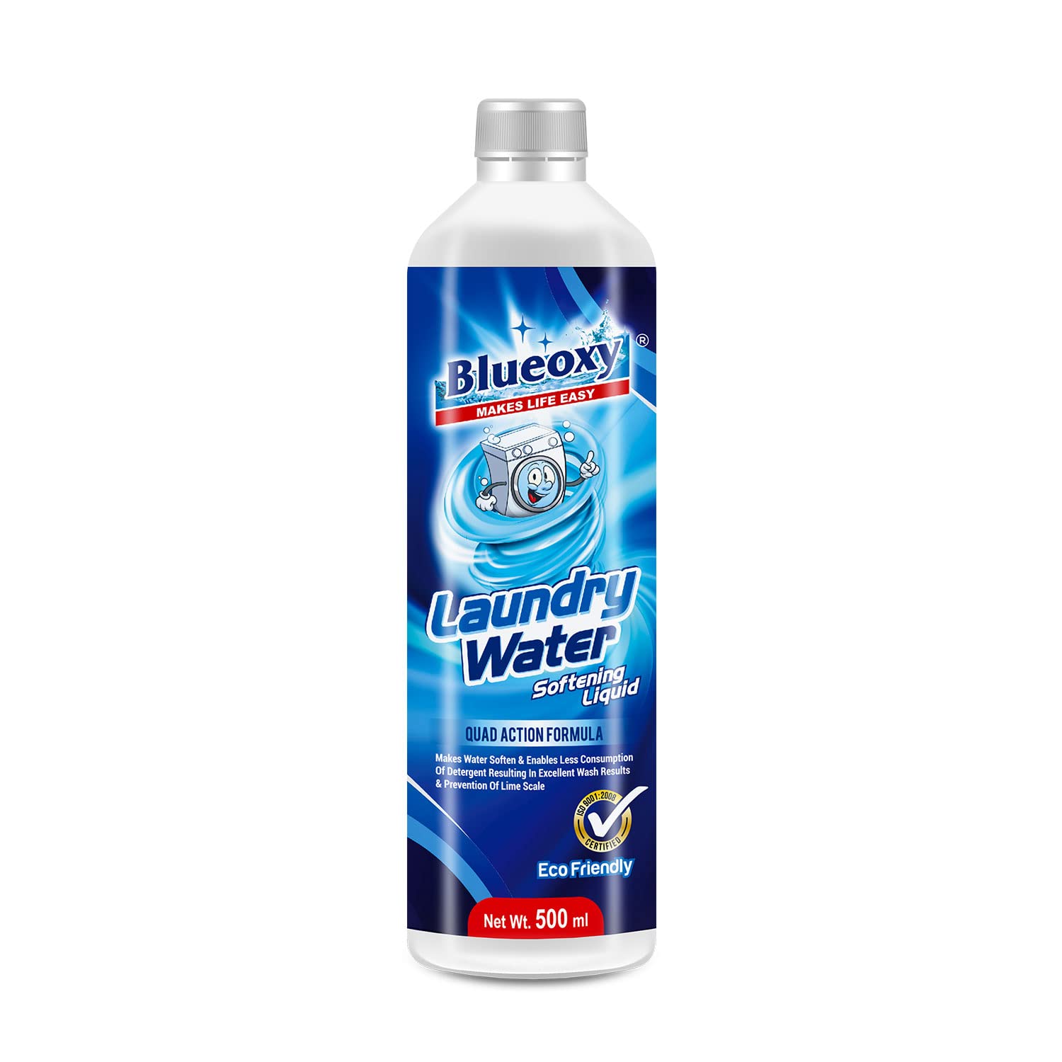 Blueoxy Laundry Water Softener Liquid | Water Softener Liquid For Washing Machine | Washing Machine Water Softener | Ecological Formulation | 500 Ml | Qty 1, 1 Count