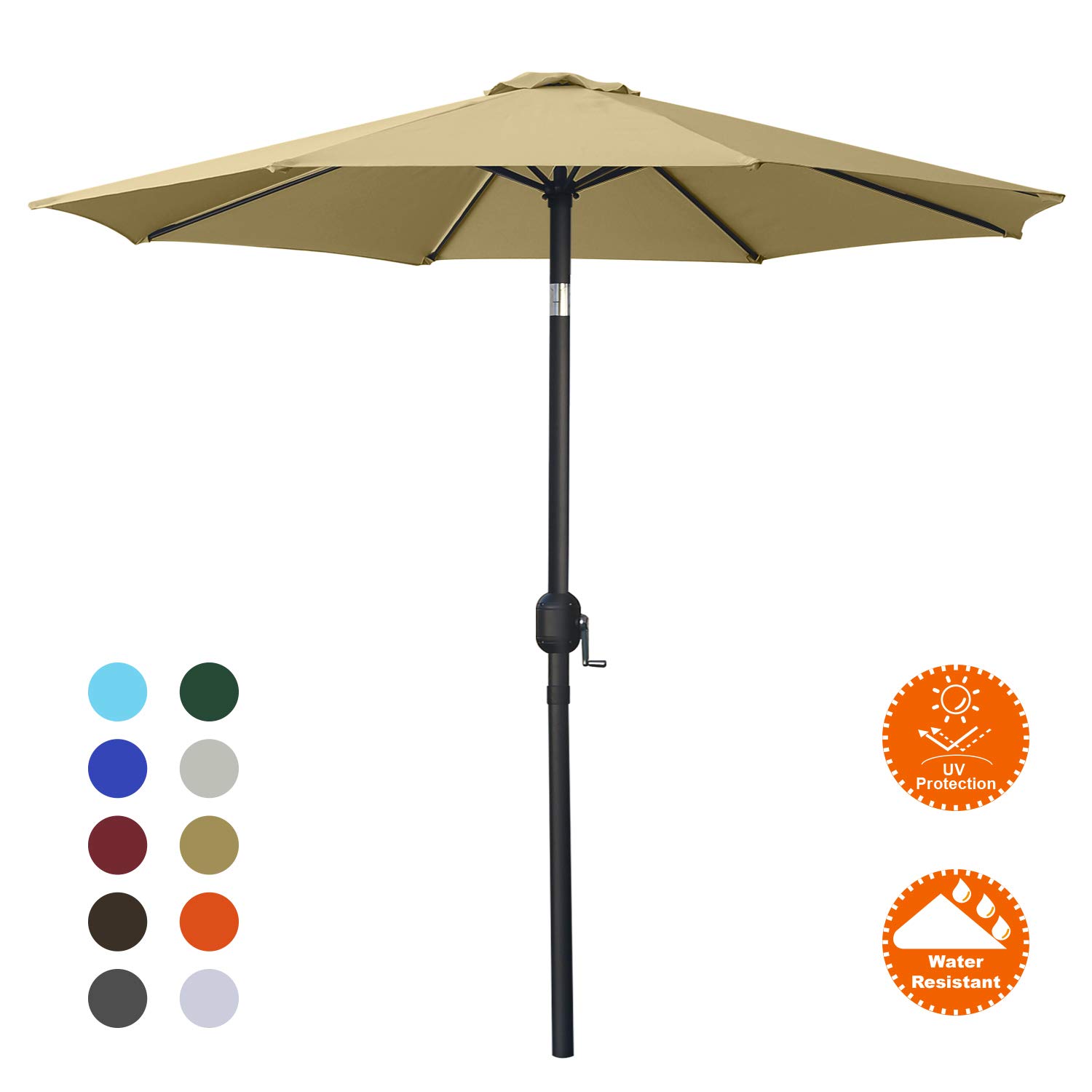 MASTERCANOPYPatio Umbrella for Outdoor Market Table -8 Ribs (9ft,Khaki)