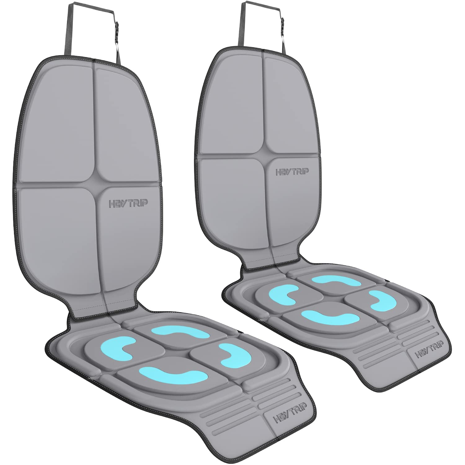 HEYTRIP Car Seat Protector and Kick Mat 2Pack, Rear-Facing/Forward Facing, for 0~12 Years Old Children, Waterproof, Easy Cleanup, Non-Slip, Fit Most Car Seats(Light Grey Blue)