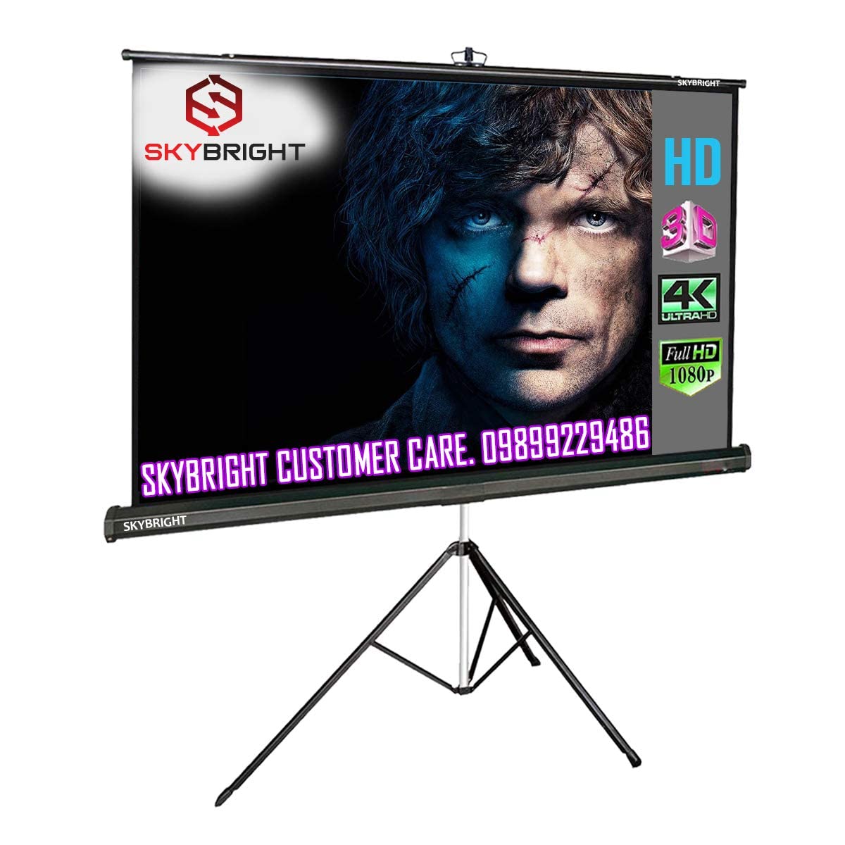 Skybright Universal Imported Tripod Projector Screen for Projection Home Theater 4k HD Videos Supports 1080P High Resolution 16:9 Technology (7 Width x 5 Height 100-Inches)