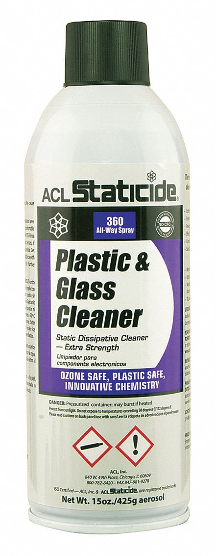 ACL Staticide8670 Plastic and Glass Cleaner, Aerosol, 15 oz.