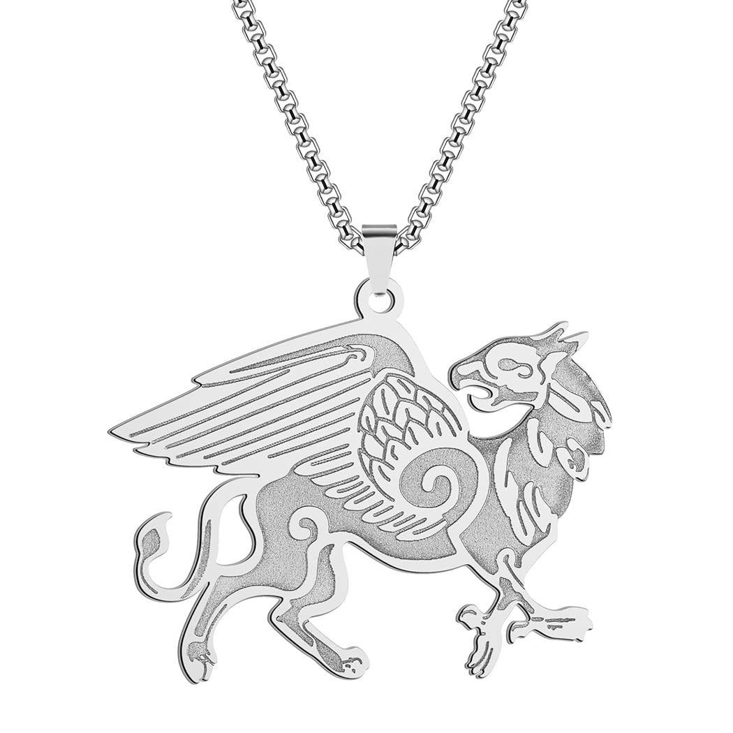 Anglo-Saxon Griffin Pendant Necklace For Men Women Mythological Pendant 316L Stainless Steel Talisman Jewelry