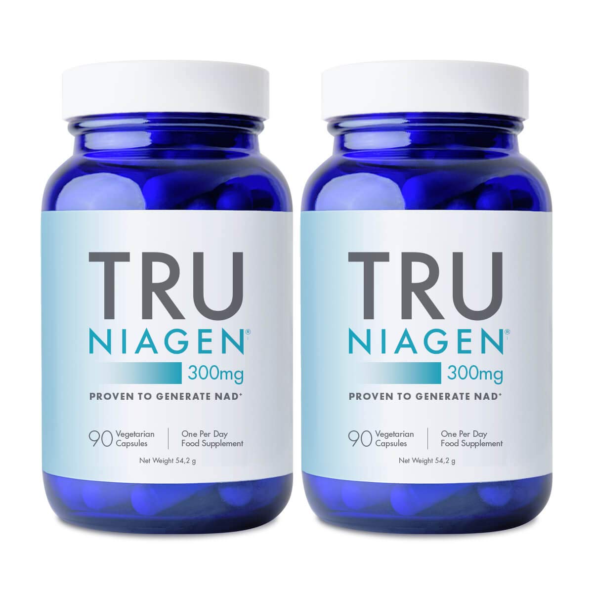 TRU NIAGEN Niacin as Nicotinamide Riboside NAD+ Supplement for Reduction of Tiredness & Fatigue, Patented Formula NR - 2X 90 Count - 300mg