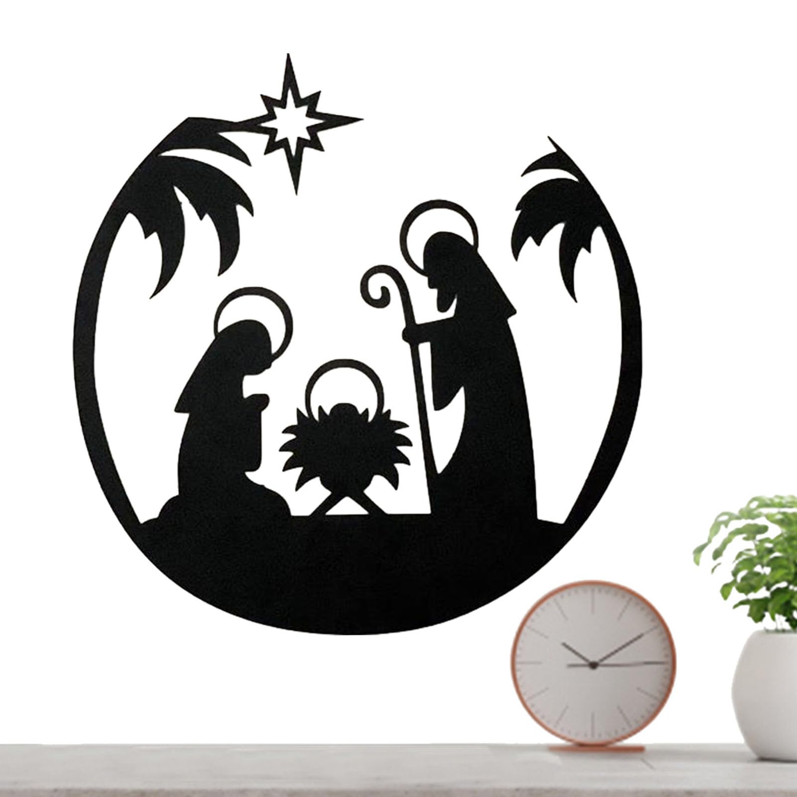 BROJAQ Metal Nativity Wall Decorations - Christmassy Wall Metal Nativity Set in Iron,Indoor Wall Arts for Study Room, Balcony, Living Room, Bedroom, Shopping Mall, School