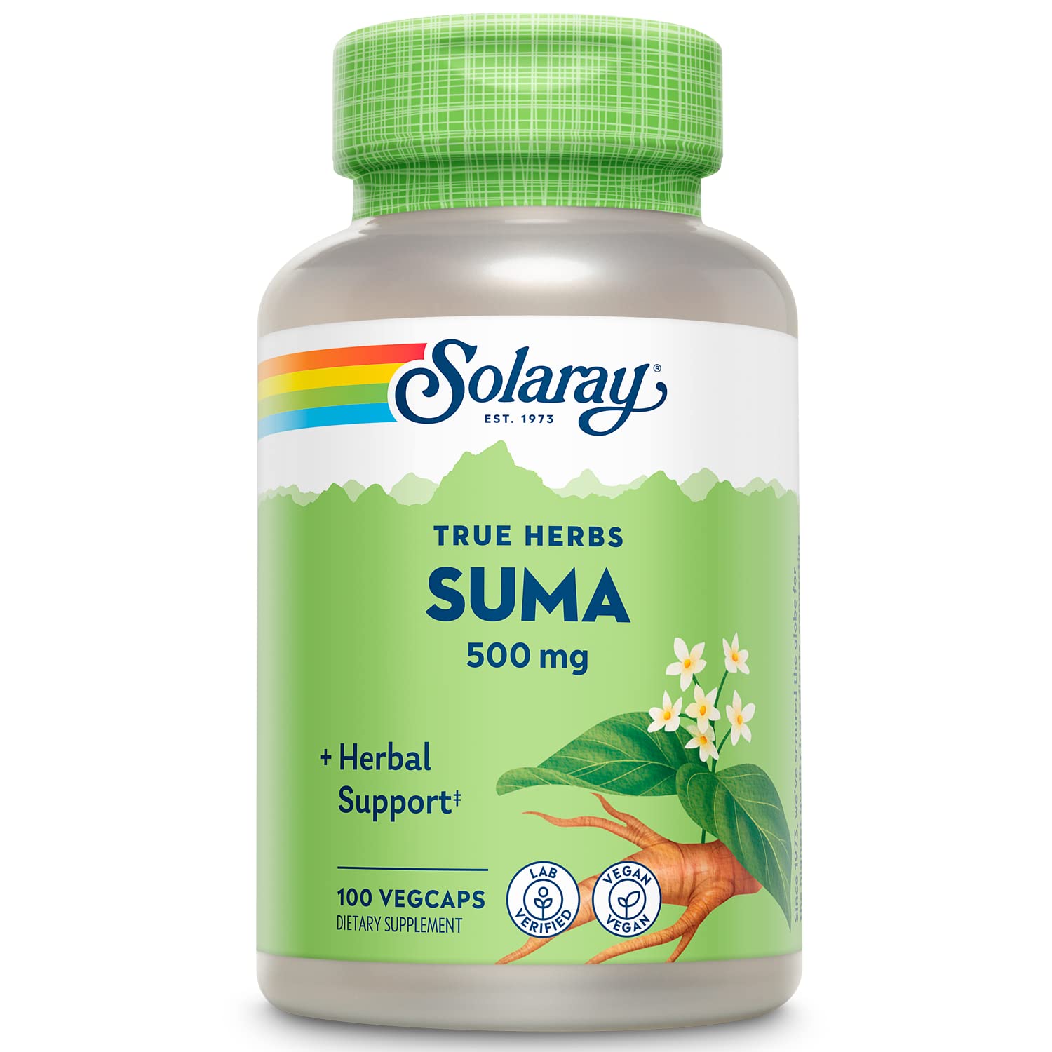 SOLARAYSuma Root 500mg | Adaptogenic Herb for Healthy Stress & Immune Function Support | Naturally Plant Sterols | Non-GMO & Vegan | 100 VegCaps