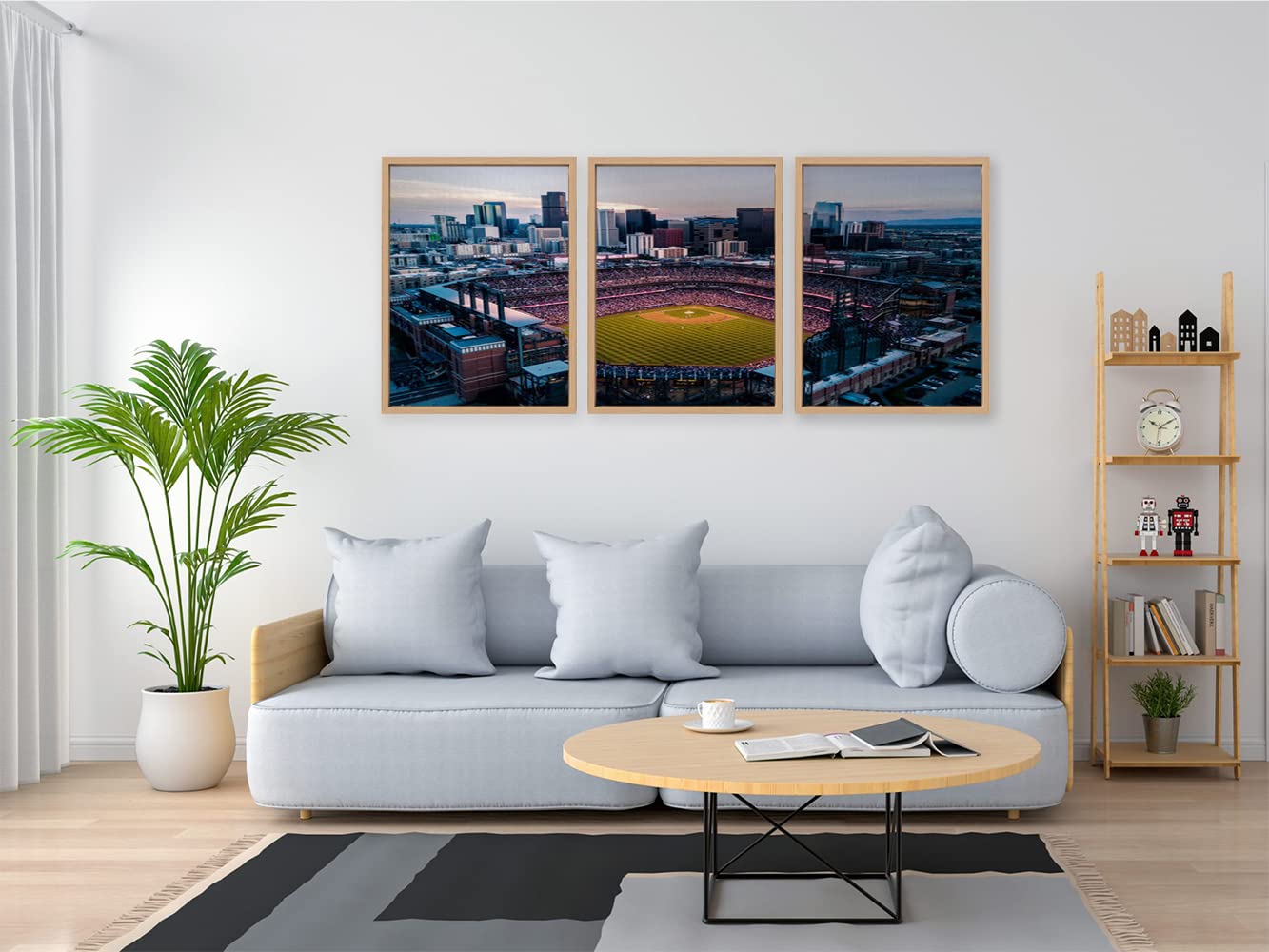 VERRE ART Wooden Floater Framed Canvas - Wall Decor for Living Room, Bedroom, Office, Hotels, Drawing Room (46in X 27in) - Aerial Of Coors Field