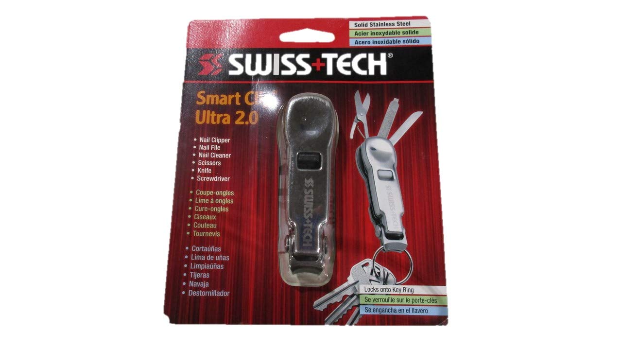 SWISS+TECH ST10619 Polished Stainless Steel Personal Care Multi-Tool with Nail Clipper (Single Pack)