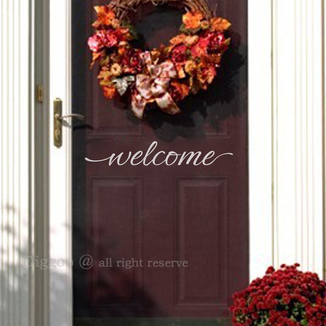 Front Door Welcome Sign Welcome Wall Decal Home Decor Vinyl Wall Art Door Decal Quote 2"h x 12"w