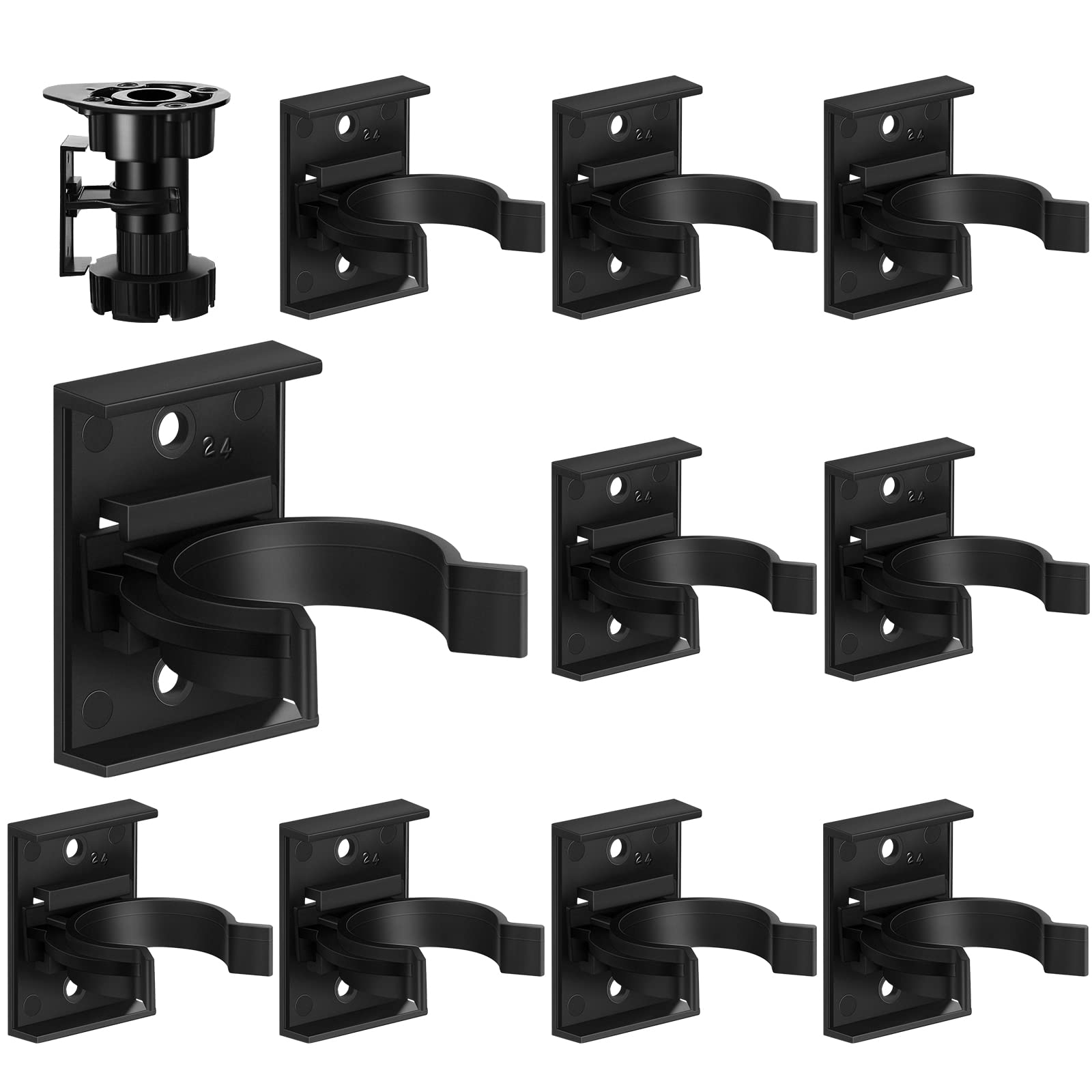 HOTOP10 Sets of Bath Panel Clips Kitchen Plinth Clips Kick Board Clips 30-31 Mm/ 1.18-1.22 Inch Diameter Strong with Attaching Bracket Adjustable for Kitchen Cabinets Bed Legs, Black