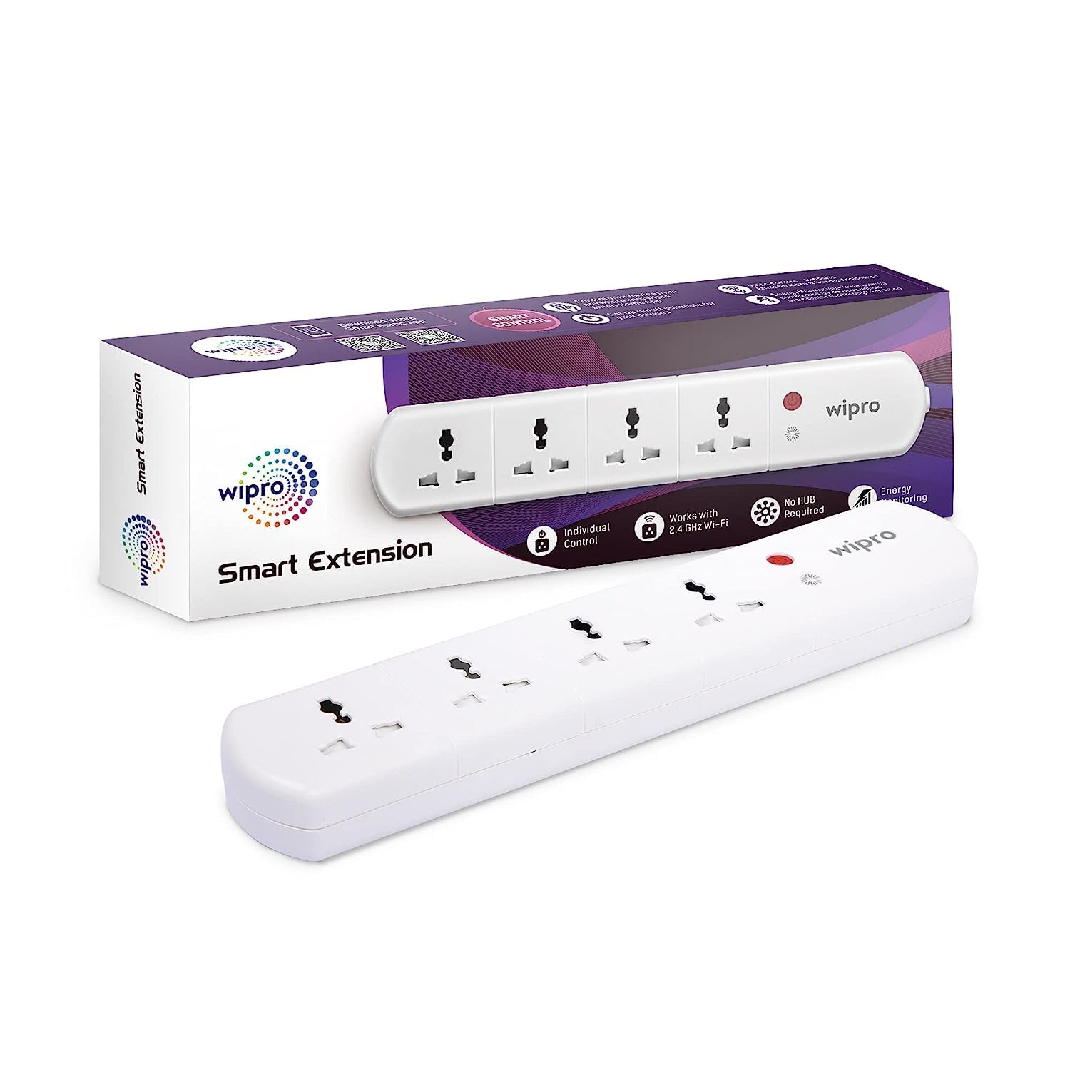 Wipro Smart Extension with WiFi, 4-Socket Smart Extension Board with Alexa Support, 16 Amp Power Socket, Control Your Appliances from Anywhere, White (DSE2150), Pack of 1