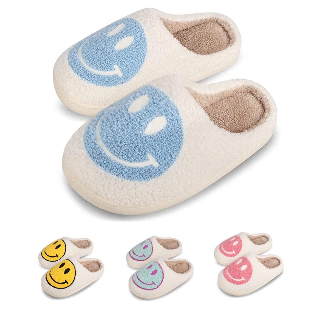 GenericCute Kids Smile Face Slippers for Girl Boys Fluff Soft Plush Warm Slippers Warm Happy Face House Slippers