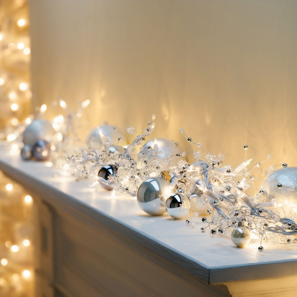 GE Glitter Gem Light Up Garland with 100 Clear Bulbs (2.7M) 9ft