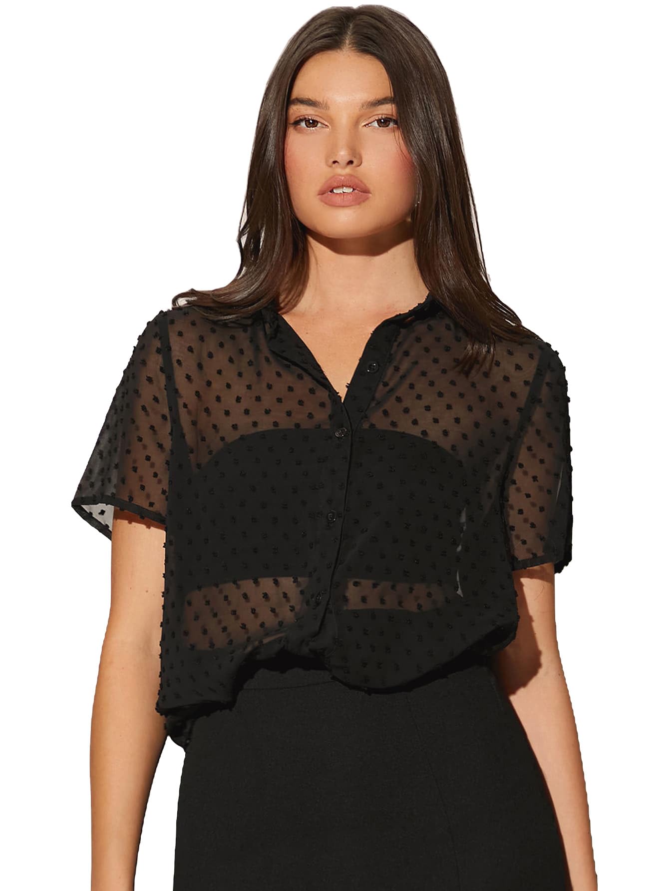 AahwanWomen's & Girls' Solid Semi-Sheer Oversized Fit Shirt