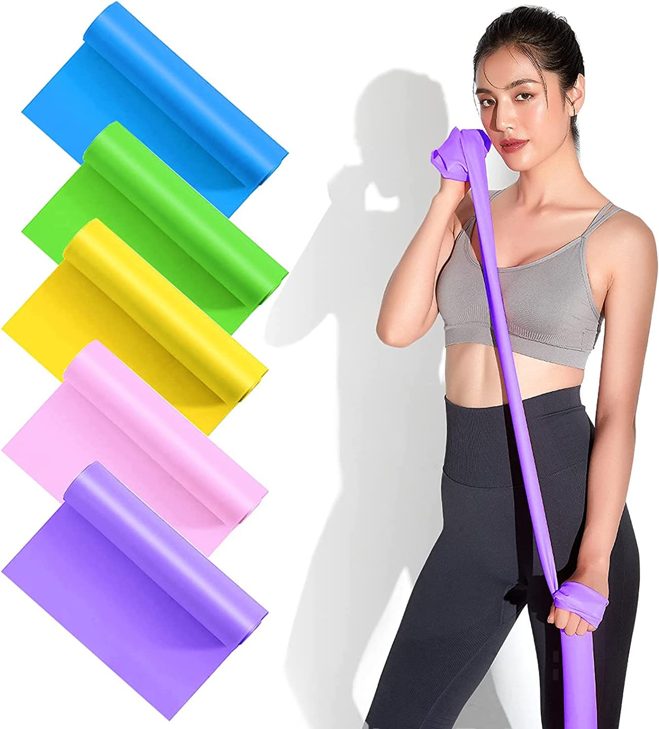 SKY-TOUCH Latex Resistance Exercise Band 5Pcsexercise Bands For Physiotherapy, Strength Training & Fitness Workouts, Pilates, Stretching And Yoga Physical Therapy Fitness