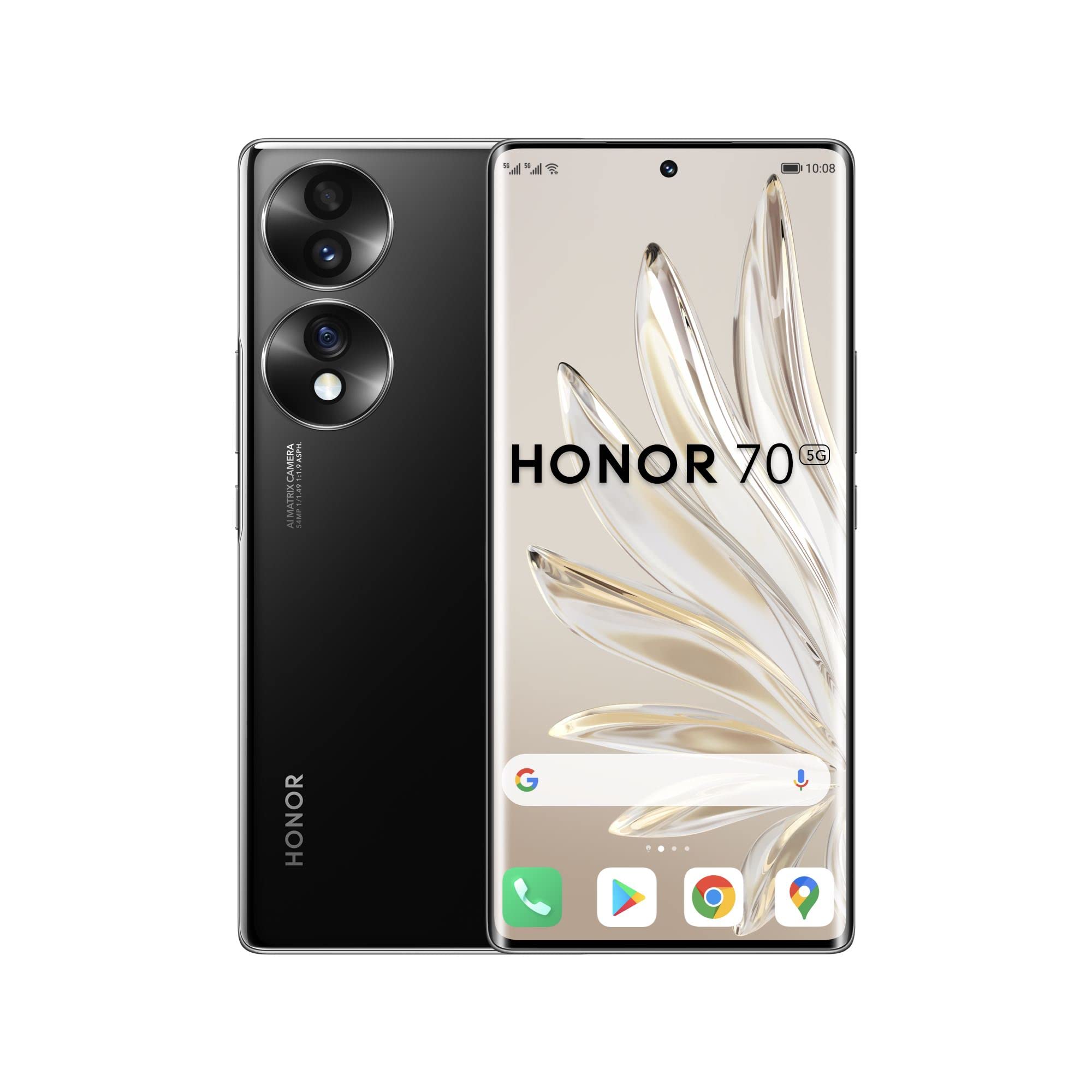 HONOR 70 5G Smartphone Black 8+256 GB, 6,67” Curved OLED Screen, 54MP Triple Rear Camera, 4800 mAh Battery 66W Fast Charging