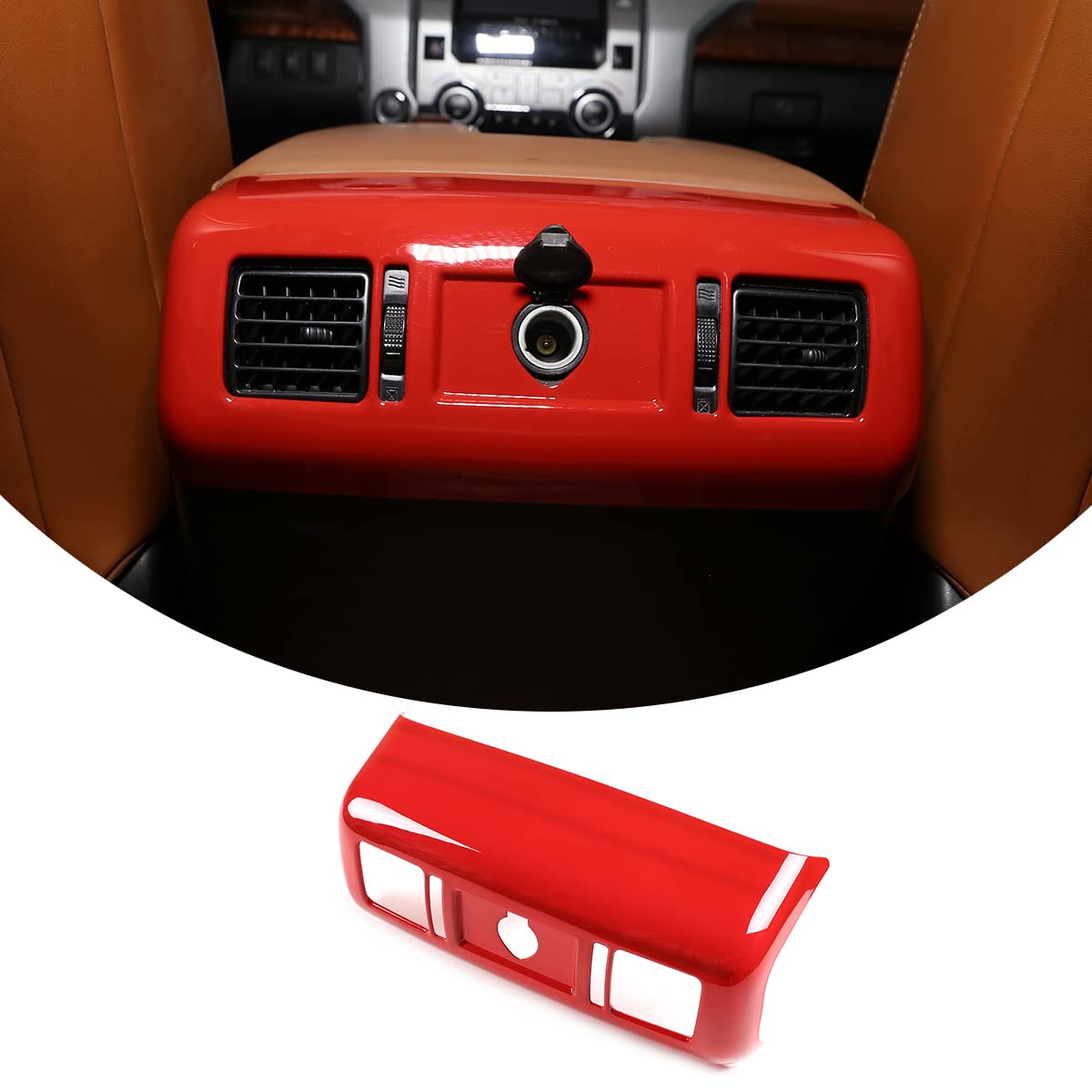 ABS Inner Rear Central Armrest AC Vent Cover Trim for Toyota Tundra 2007 2008 2009 2010 2011 2012 2013 2014 2015 2016 2017 2018 2019 2020 2021 (Red)