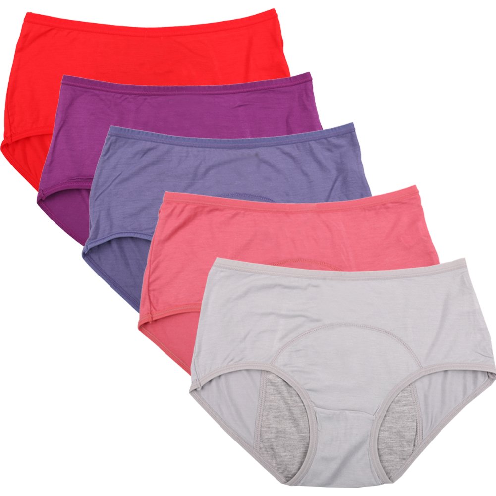 YOYI FASHIONBamboo Viscose Brief Menstrual Leakproof Panties Multi Pack US Size XXS-3XL/10