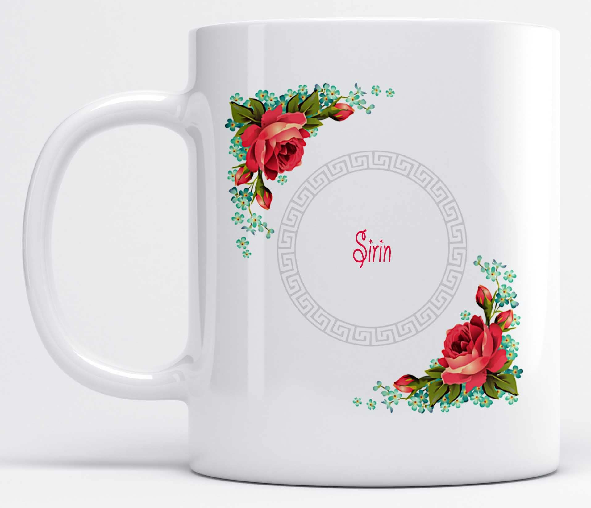 LOROFY Beautiful Floral Design Name Sirin Printed Ceramic Coffee Mug (350ML)