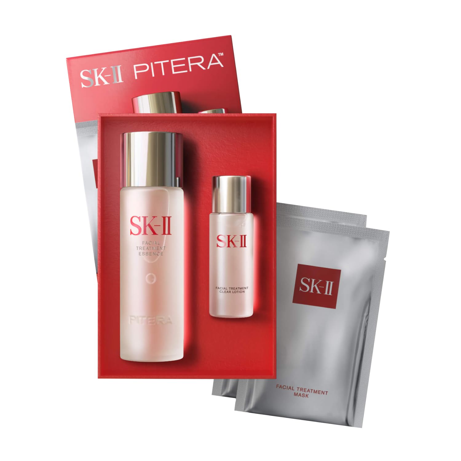 SK-II First Experience Skin Care Set - Gift Set Includes Treatment Face Masks, Facial Essence & Face Toner - Helps Improve Dryness, Refine Skin Texture & Reduce Fine Lines & Wrinkles (4 Count)