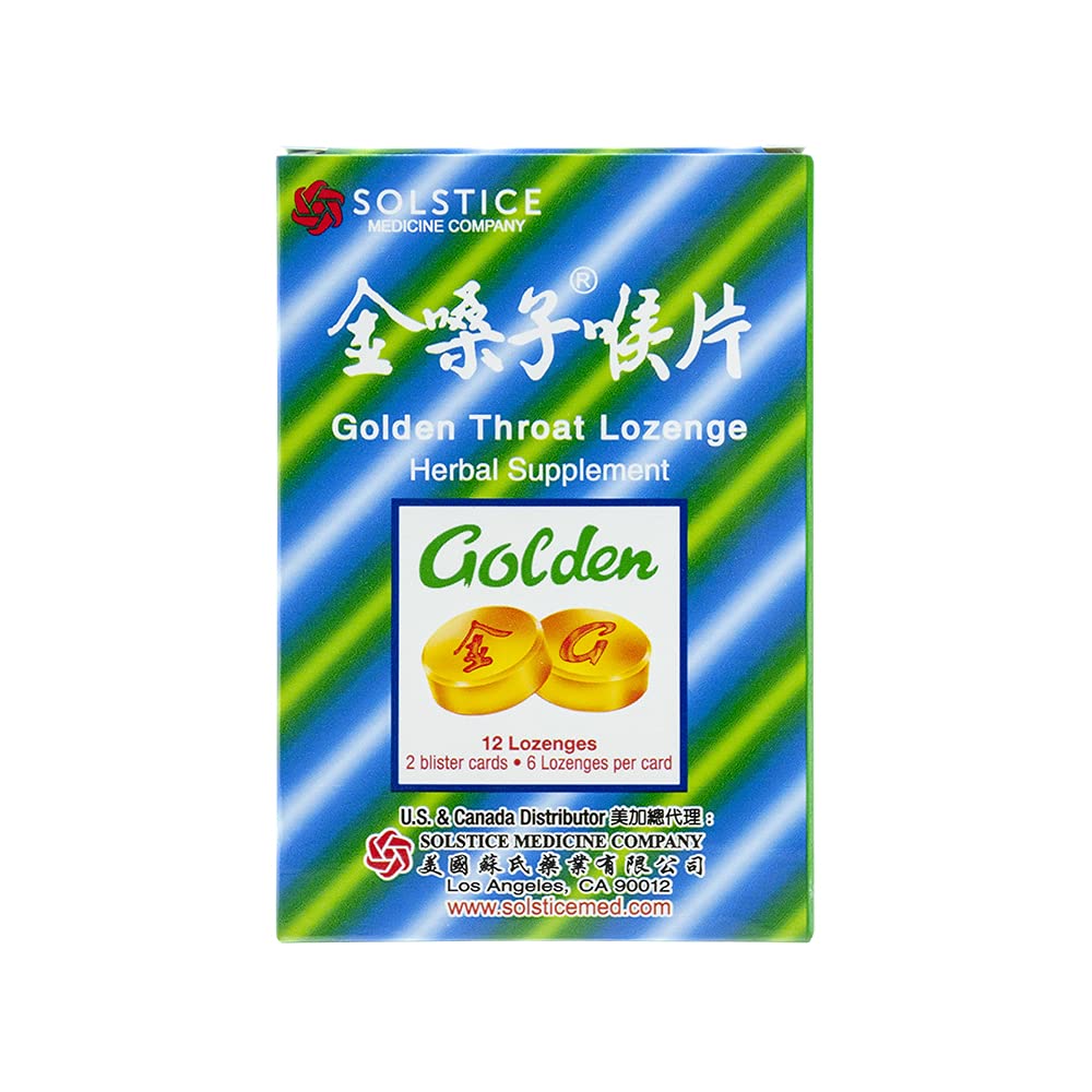 Golden Throat Lozenge Cough Drops (Jinsangzi Houpian) 12 Drops (2g) X 8 Pack