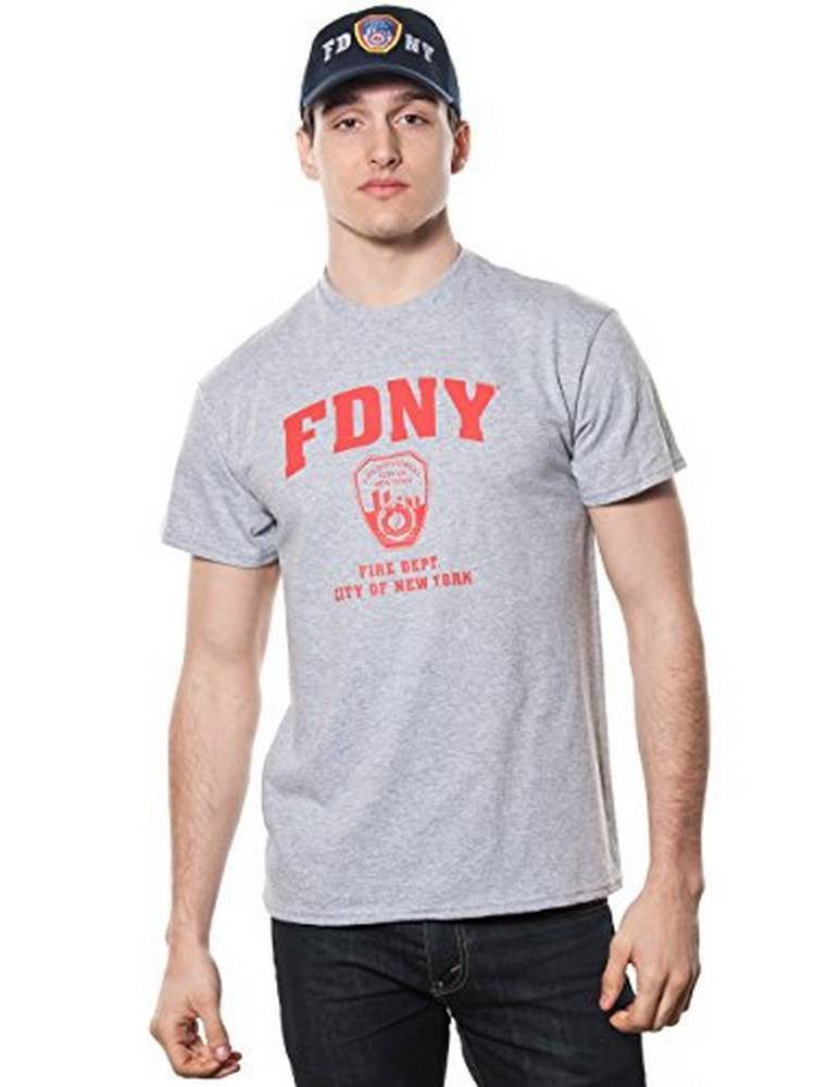 Fdny Adult Gray T-shirt with Red Print