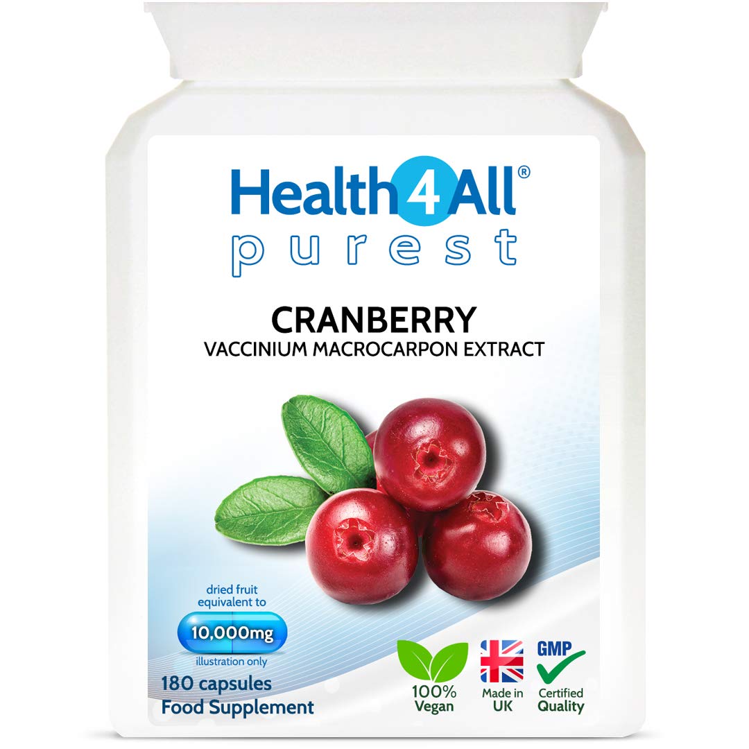 Health4AllCranberry 10,000mg 180 Capsules Purest: no additives, Vegan Capsules (not Tablets). Made in The UK