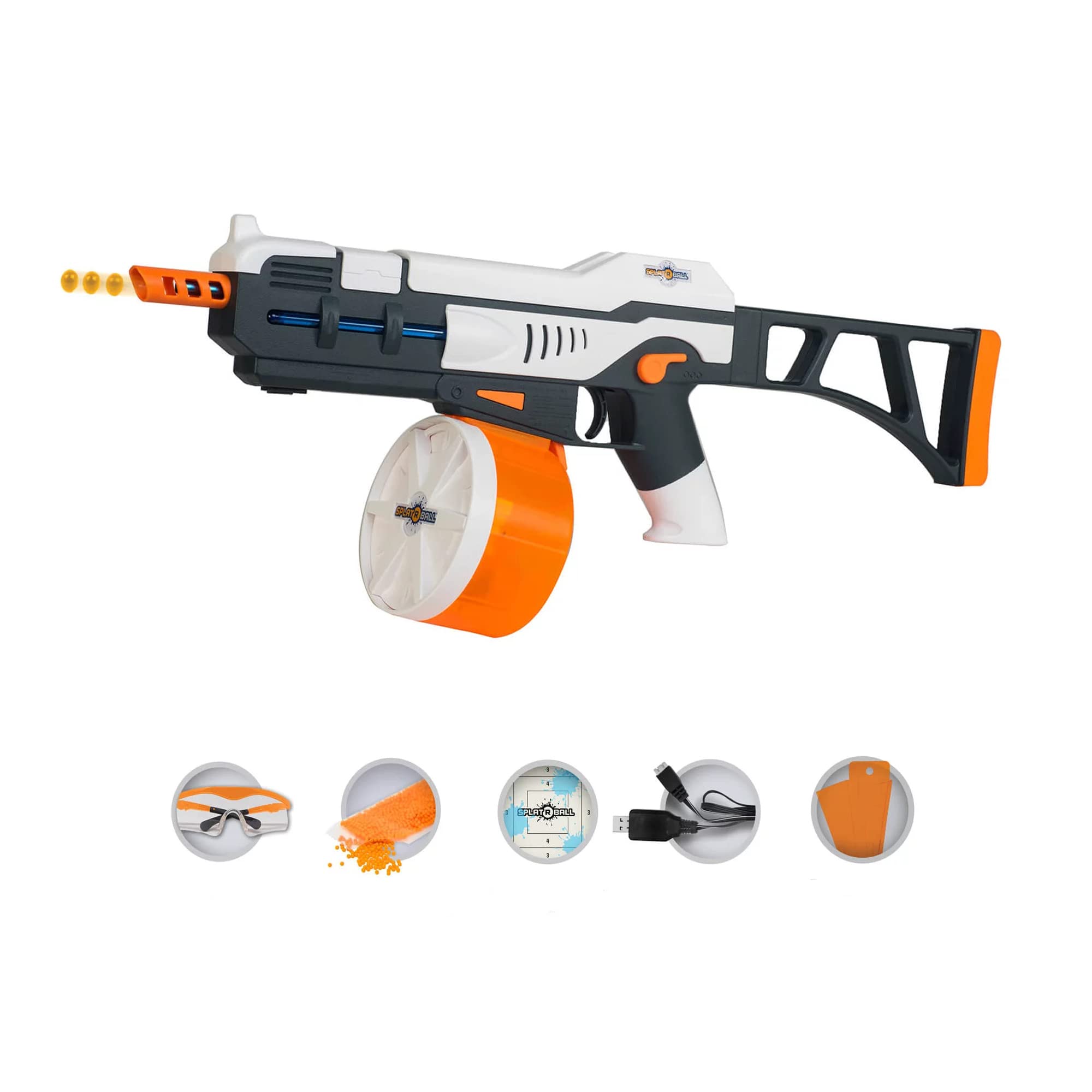 SplatRball SRB1200 Full Auto Rechargeable Battery Powered Water Bead Gel Ball Blaster Kit. Splatter Ball Gun.Electric Water Blaster able to Shoot 11 Rounds per Second!