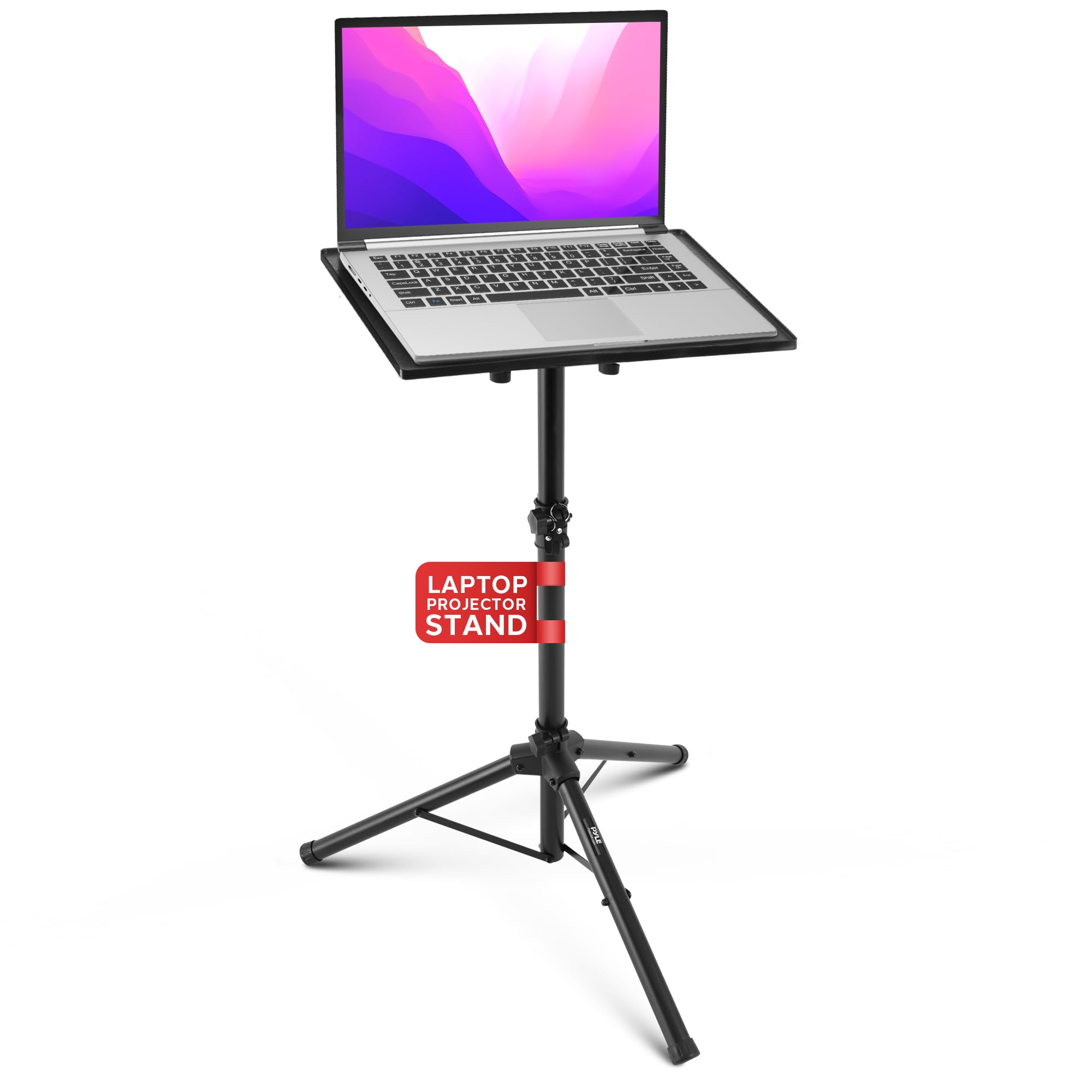 PYLE-PRO Universal Laptop Projector Tripod Stand - Computer, Book, DJ Equipment Holder Mount Height Adjustable Up to 39.37” w/ 14” x 11” Plate Size -for Office, Home, Stage, Studio, DJ Racks Holder