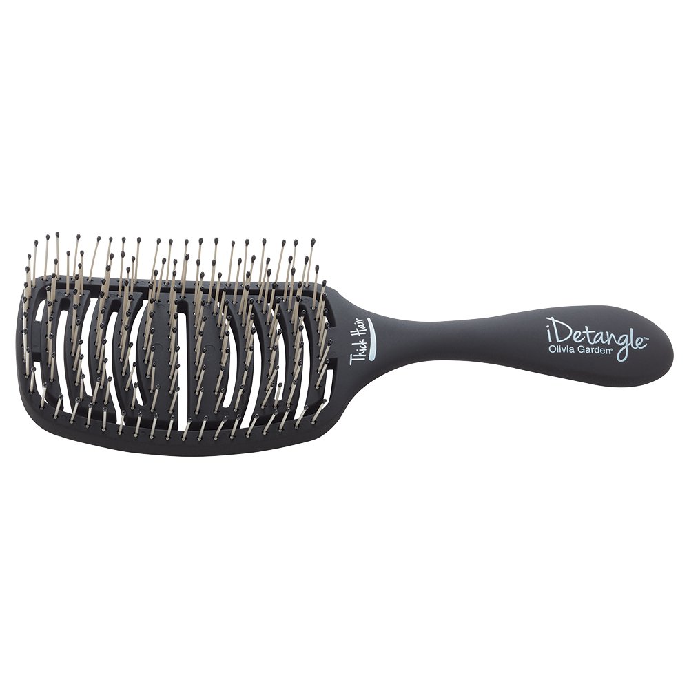 Olivia GardeniDetangle Hairbrush for Thick Hair - Detangler for Wet & Dry Hair - Easy & Painless Detangling - Women, Men & Children - Flexible Curved Detangle Hair Brush for Coarse Hair - Black