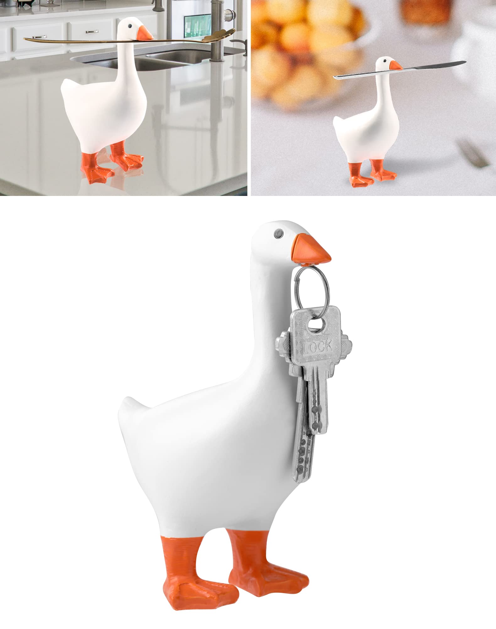 Magnetic Goose Duck Key Holder Resin Goose Duck Shape Key Storage Hanging Rack Home Decoration Cute Statue for Kitchen Office Living Room Decor Table Desk Decor Bedroom Decor Housewarming Gift