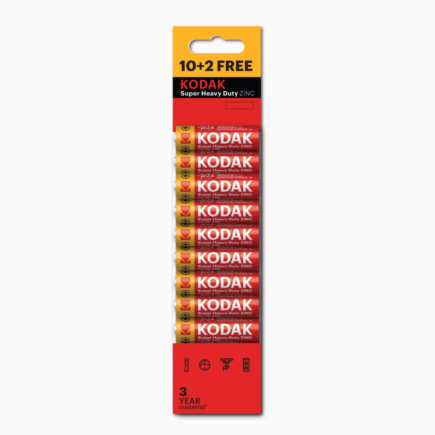 KODAKSuper Heavy Duty Zinc AA Batteries 12-Pieces Promo Pack