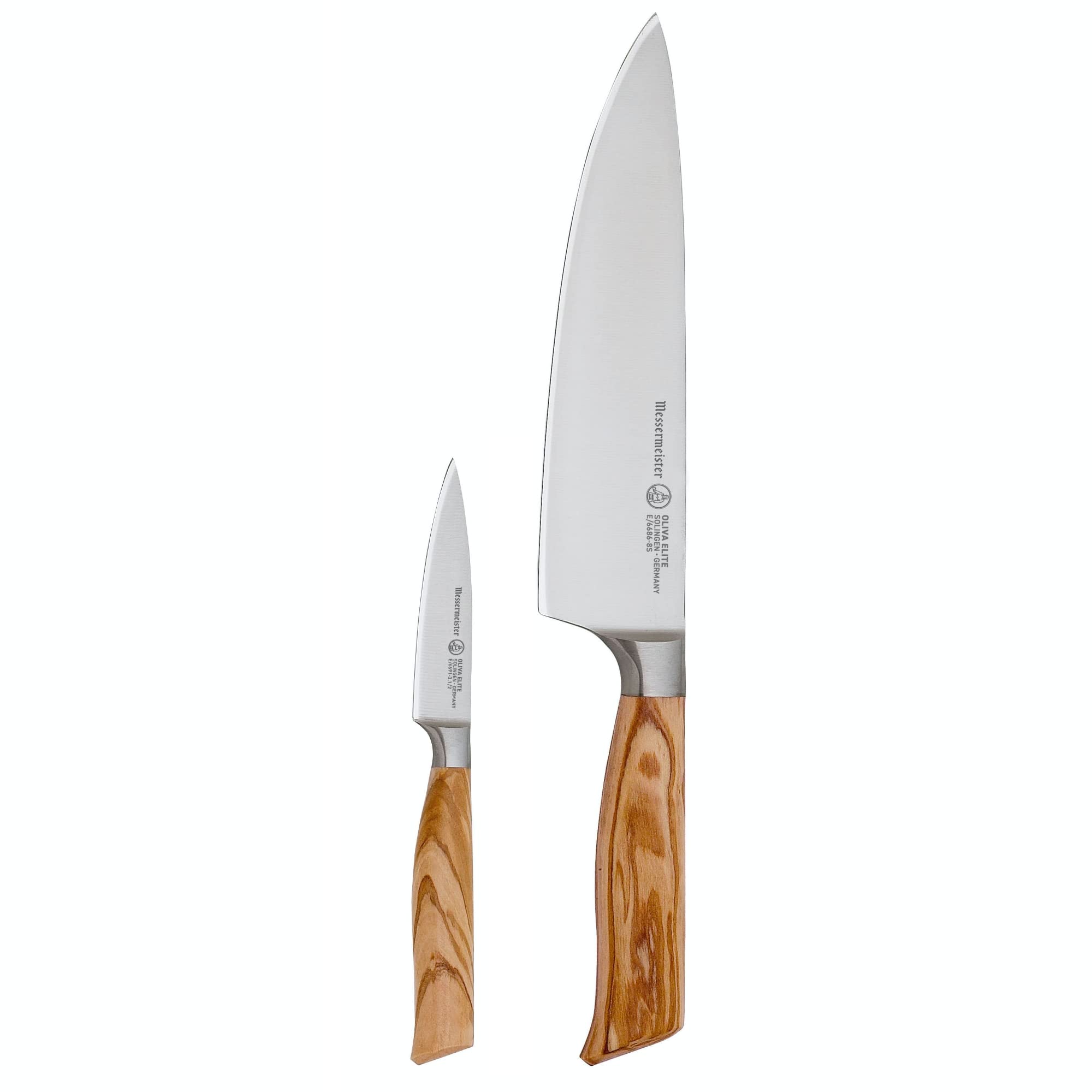 MessermeisterOliva Elite Chef & Parer Set - Includes 8" Stealth Chef's Knife & 3.5" Paring Knife - Rust Resistant & Easy to Maintain