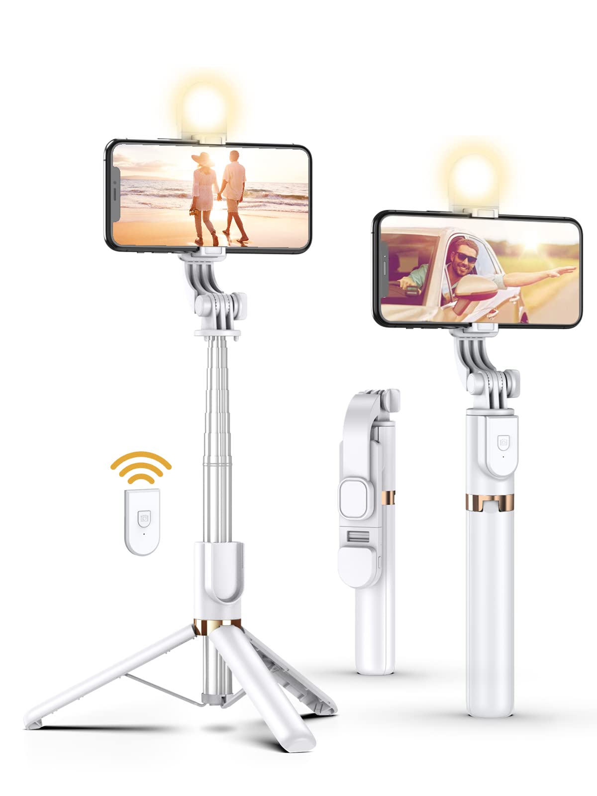 Selfie Stick Phone Tripod with Wireless Remote, Cellphone Selfie Stick Tripod with LED Fill Light, for iPhone 15/14/14 pro/13/13 Pro/12/11/11 Pro/XS Max/XS/XR/X/8/7 and Android Smartphone(Upgrade)