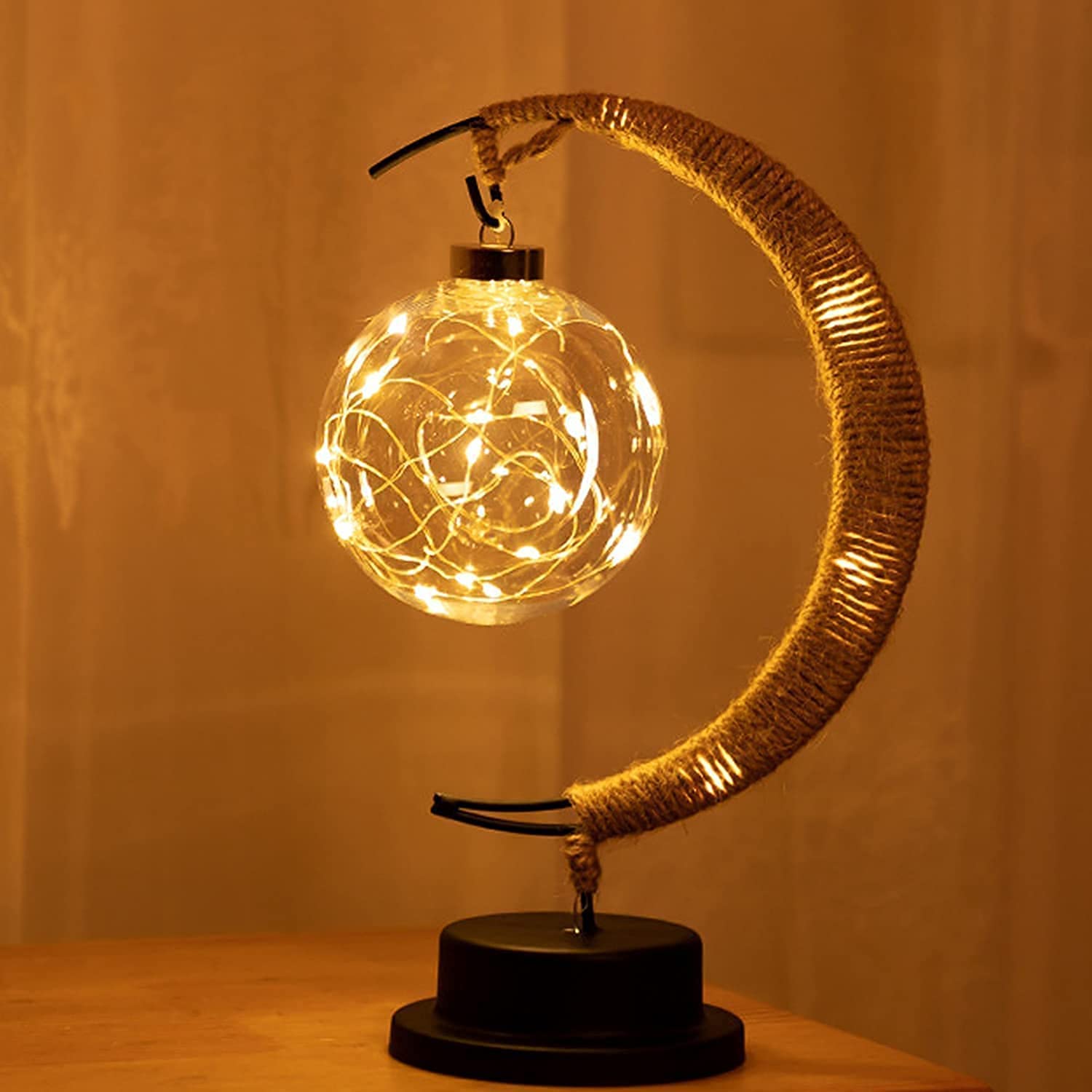 Enchanted Lunar Lamp -Night Light,Moon Lamp Galaxy Lamp, Hanging Moon Lamp Magic Moon Night Light,Christmas Decorative Lights,Home Decorations Gift. (warm wihit)