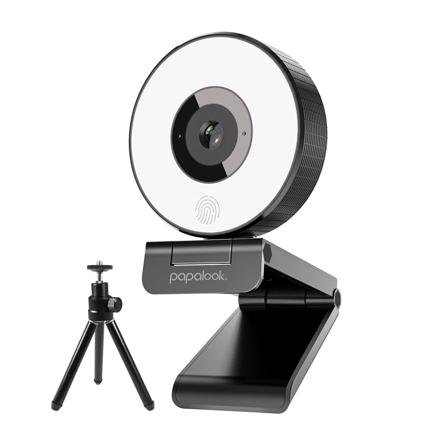 papalook 1080P Webcam Streaming with Ring Light and Tripod, PA552 Full HD Web Camera with Upgraded Stereo Microphone, Plug and Play for PC Desktop Computer Mac Laptop Online Meeting