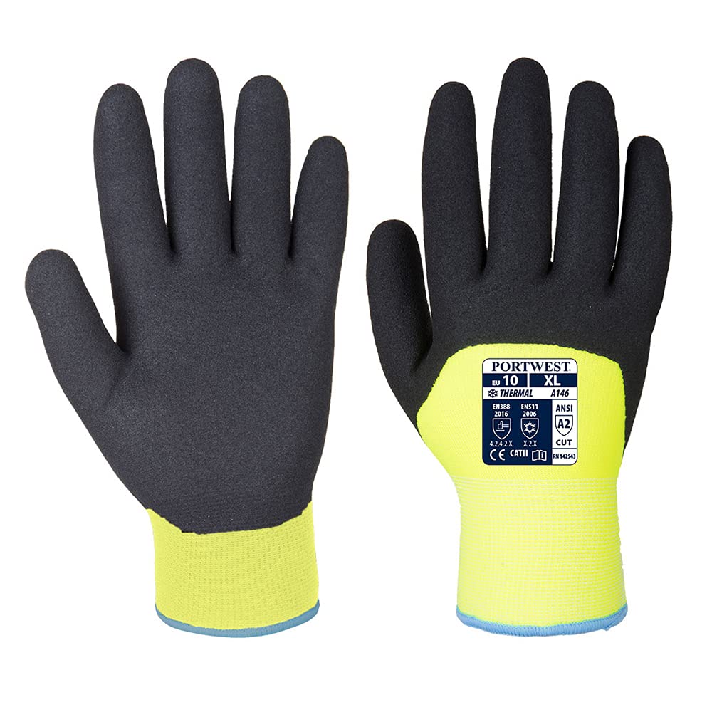 PortwestA146 Nitrile Sandy Arctic Winter Glove Yellow, Medium