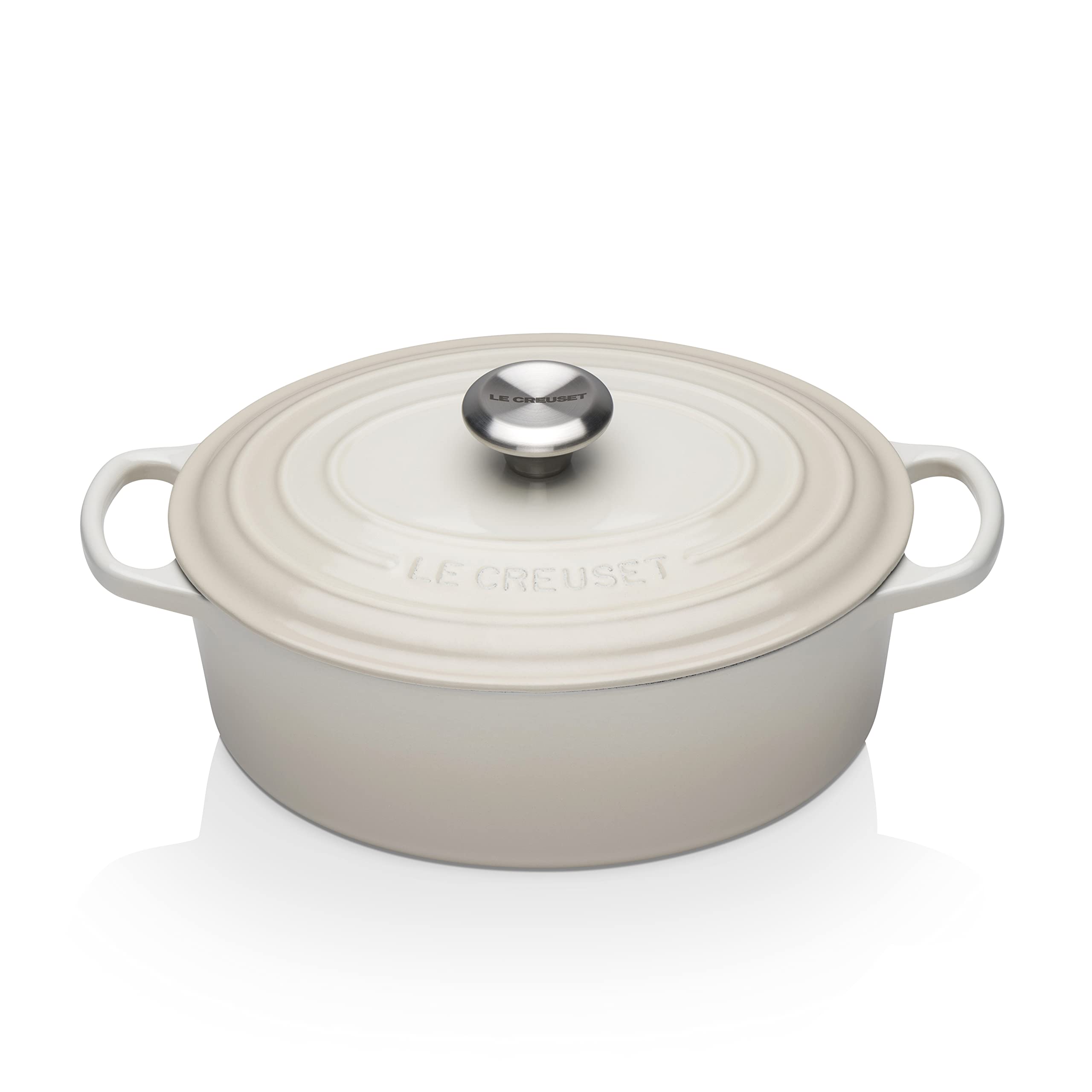 Le Creuset Signature Enamelled Cast Iron Oval Casserole Dish With Lid, 27 cm, 4.1 Litre, Meringue, 21178277164430