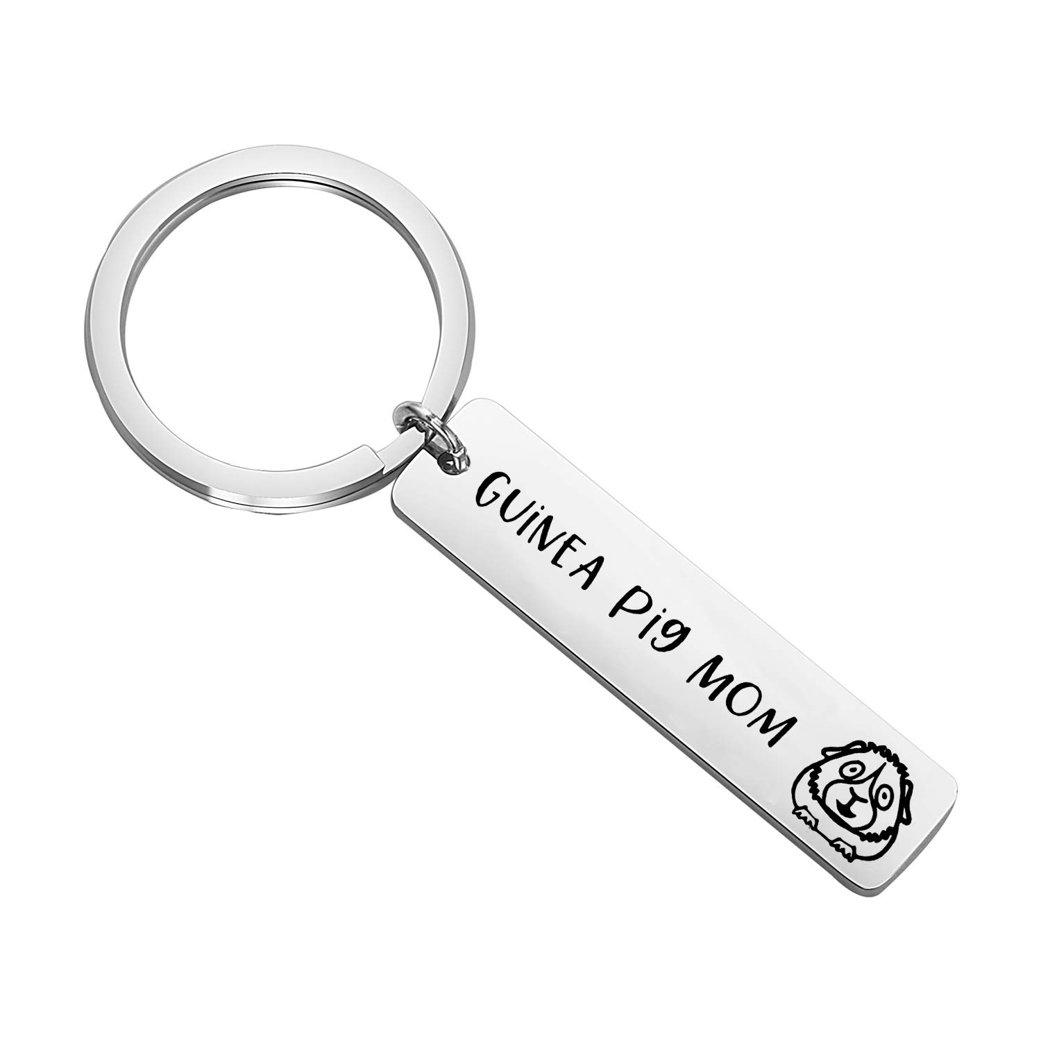 KUIYAI Guinea Pig Mom Keychain Cute Cavy Keyring Funny Guinea Pig Lover Gift