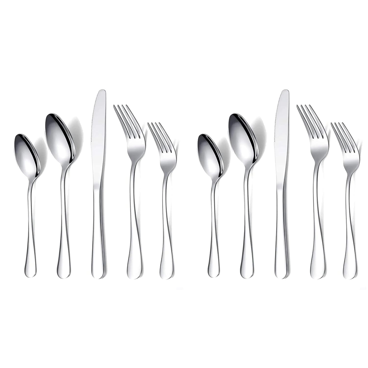 Avon Wellness 10 Pieces Stainless Steel Flatware Cutlery Set Daily Use Durable Mirror Polished Classic &Simple Design Eating Tableware Utensils for Home,Restaurant,Wedding,Party (Set of 10, Silver)