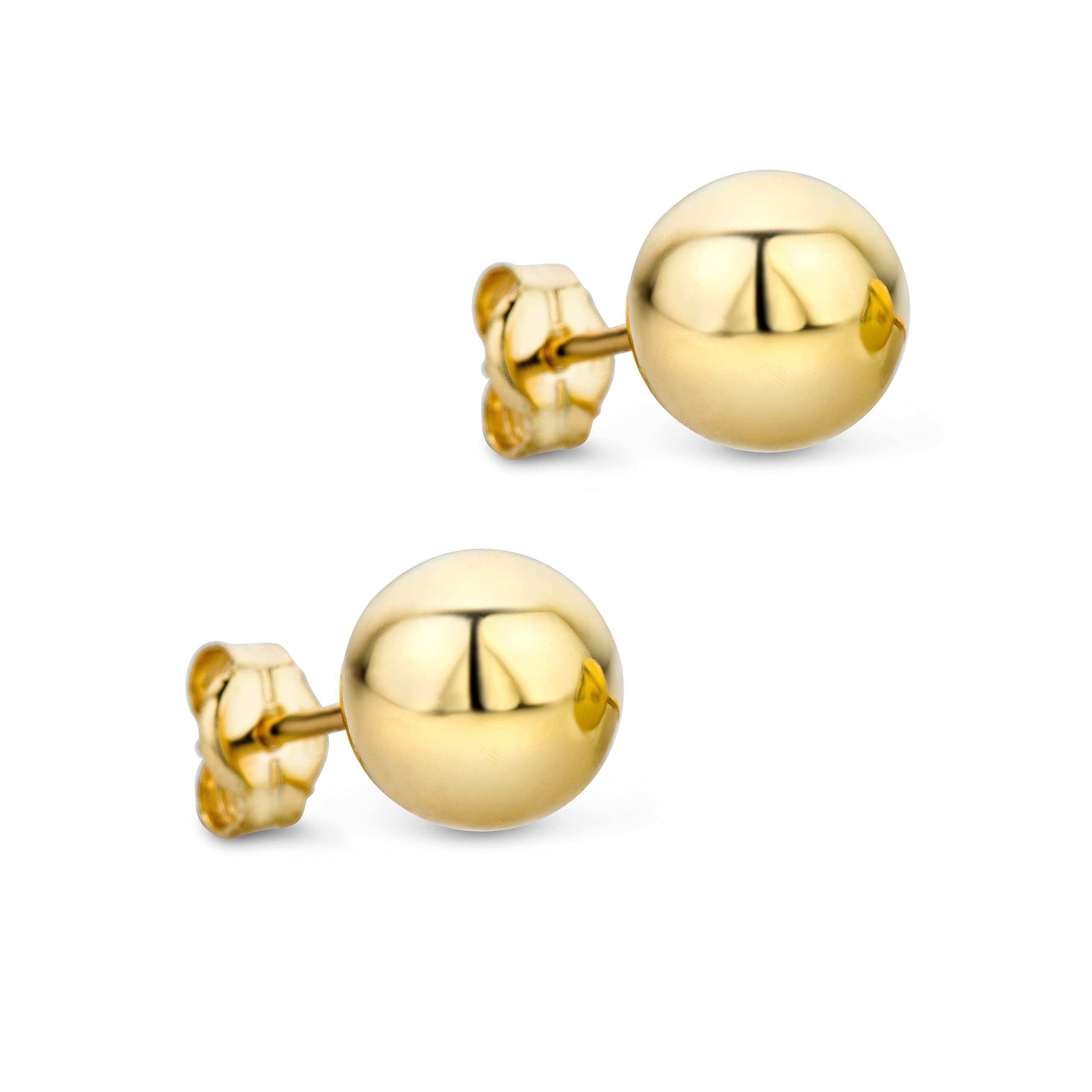 OroviWomen Jewelry 14K (585) Yellow Gold 7mm Ball Stud Earring