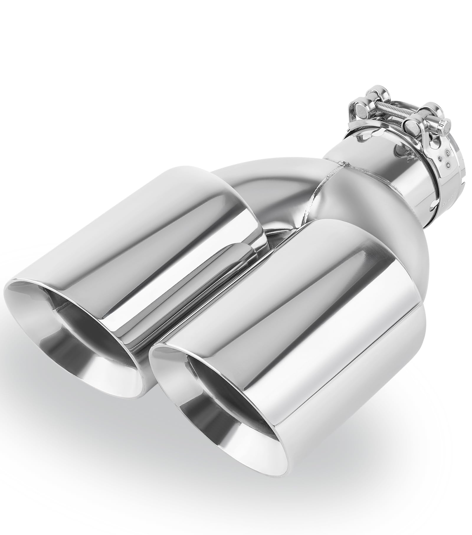 Dual Exhaust Tip 2.5 Inch Inlet to 3.5" Outlet 10" Length Exhaust Tailpipe Tip, 304 Stainless Steel Double Layer Staggered Exhaust Tips Chrome Polished