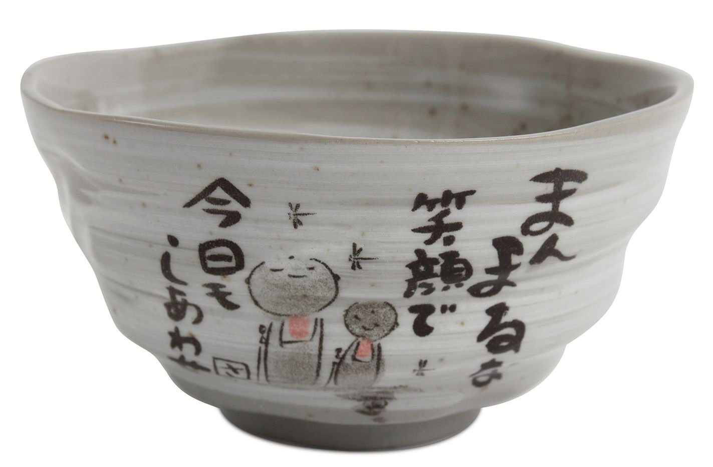 Mino ware Japanese Pottery Rice Bowl Jizo Stone Statues Gray Sanaegama made in Japan (Japan Import) KSC001