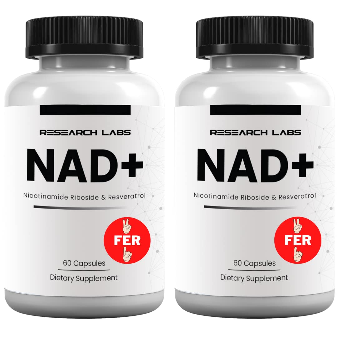 Research Labs NAD+ Supplement 2 for 1 Ad. Proprietary Formula w/Patent Pending RiboYOUNG™. NRF2 Activator, Nicotinamide Riboside, Quercetin, Resveratrol, Betaine. True NAD Supplement Anti Aging…