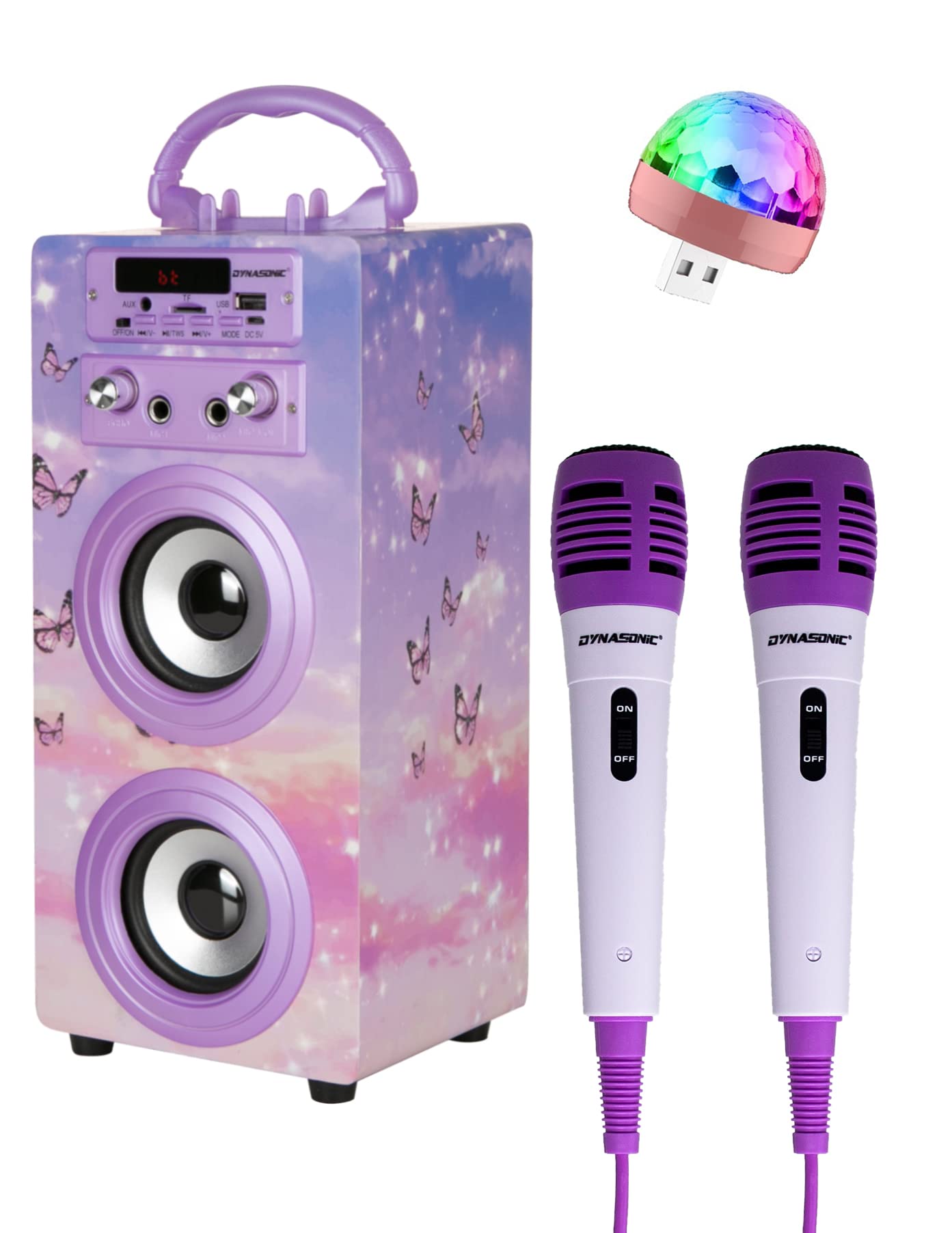 DYNASONIC 3º Gen. Microphone Karaoke Speaker, ideal for original teenage gifts for children girls toys, kid toys (Model 025) (025-18 LIGHTS)