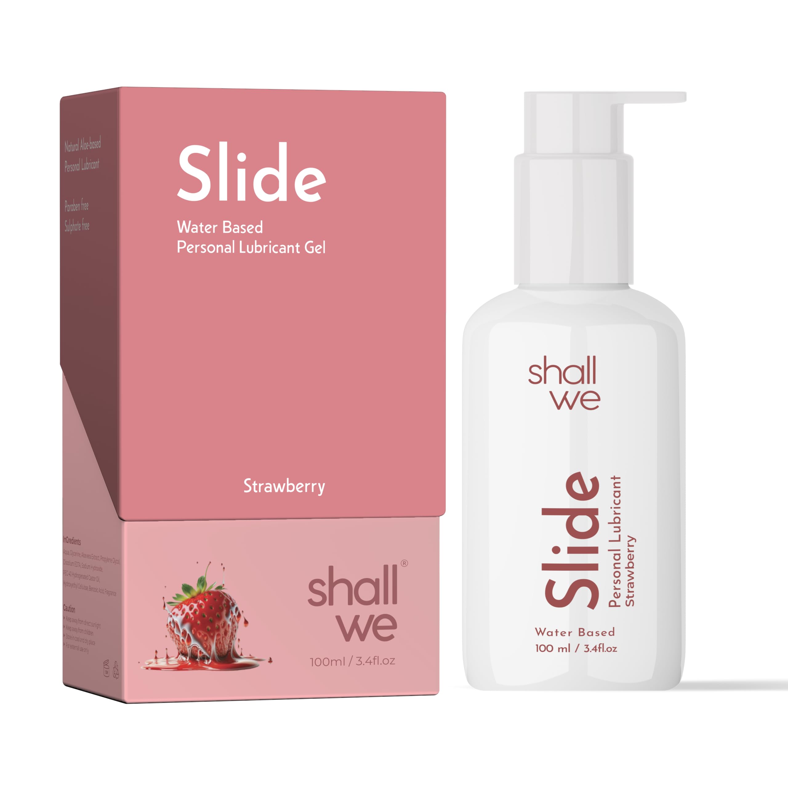 Shall We Strawberry Lube Aloe Vera Infused Lubricating Gel For Men And Women (100 ml) | pH Balanced & Water-Based | Slide Personal Lubricant