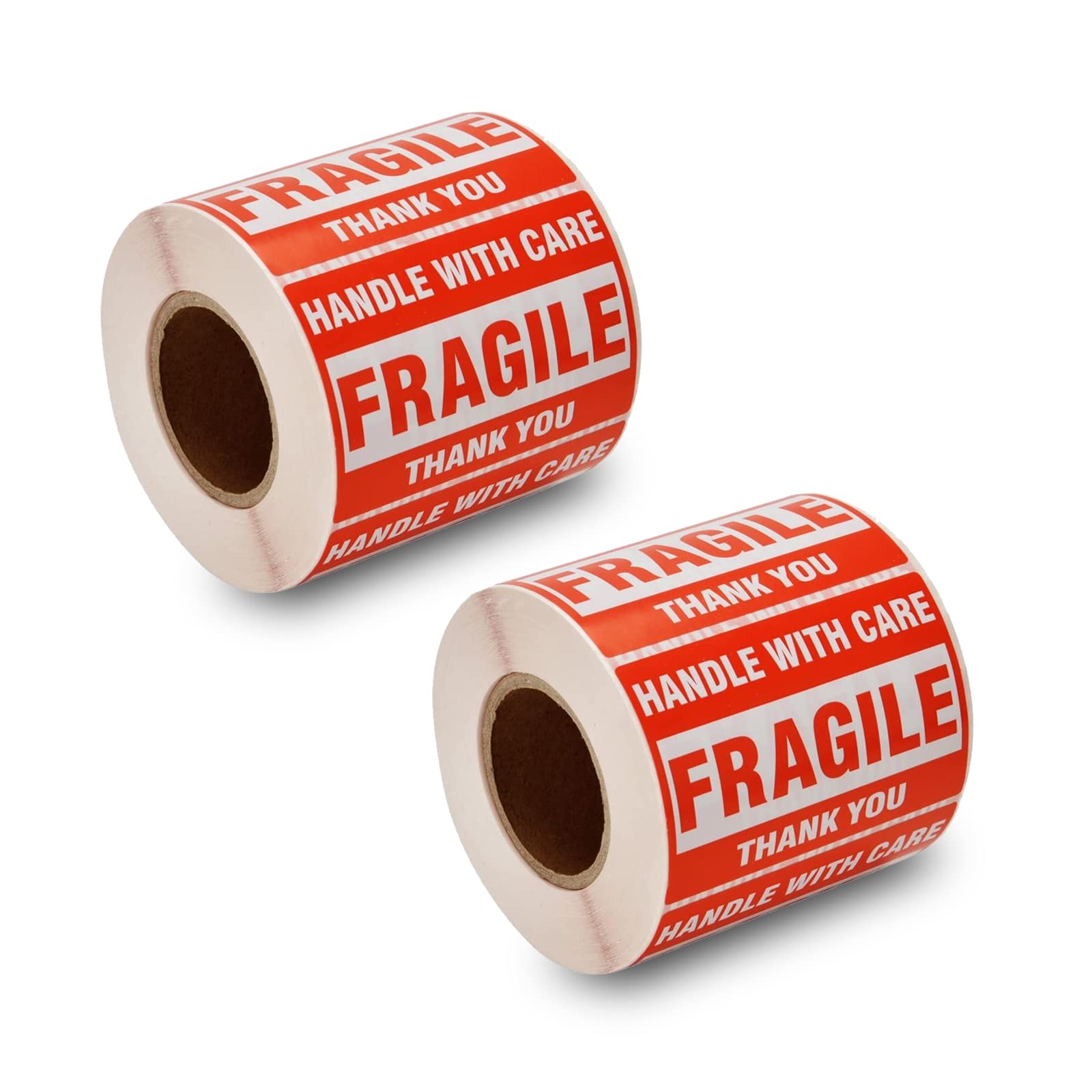 SJPACKSJPACK 1000 Fragile Stickers 2 Rolls 2'' x 3'' Fragile - Handle with Care - Thank You Shipping Labels Stickers (500 Labels/Roll)