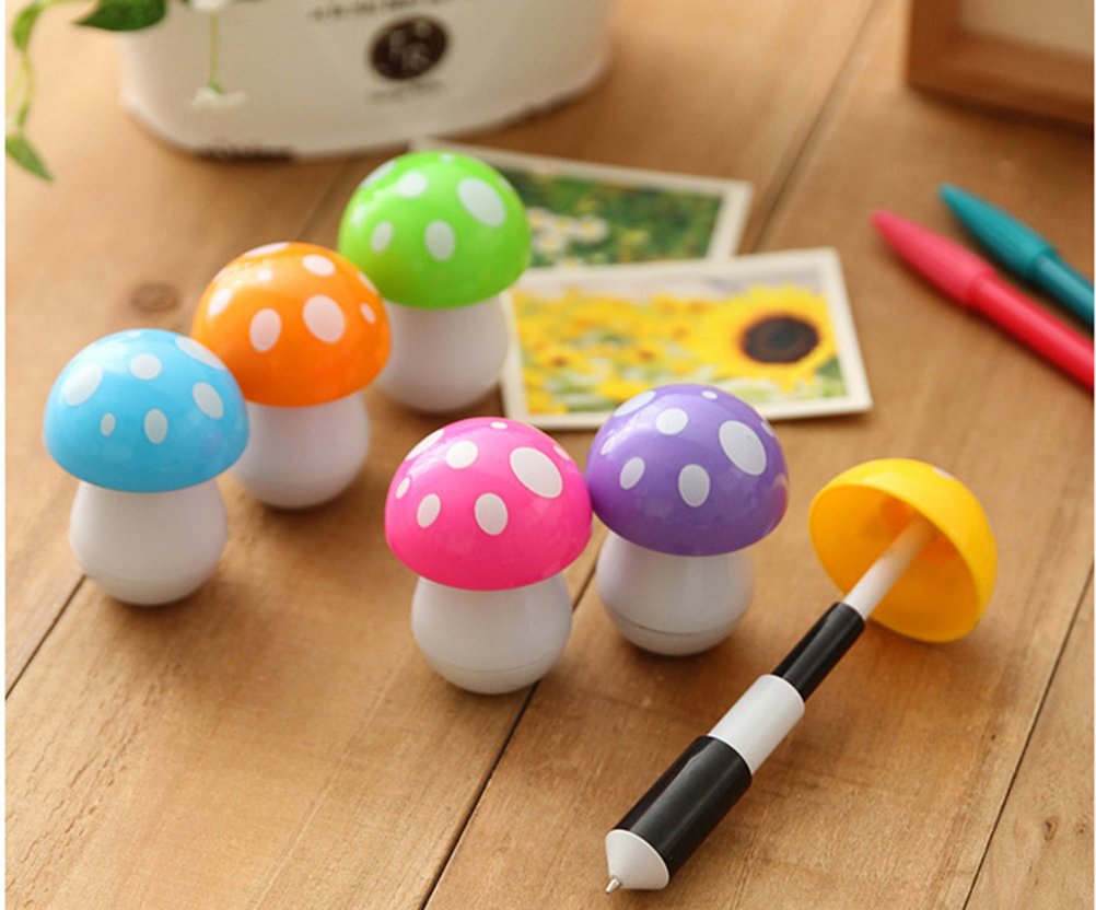 AWEIDS 6pcs Cute Mushroom Ball Point Pen Stationery Gift (Mushroom Style)